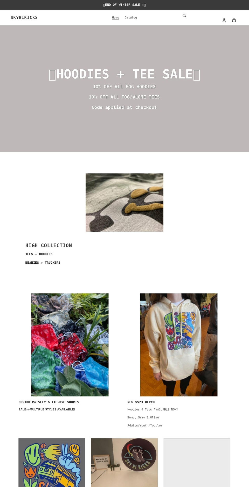 skyhikicks.com shopify website screenshot