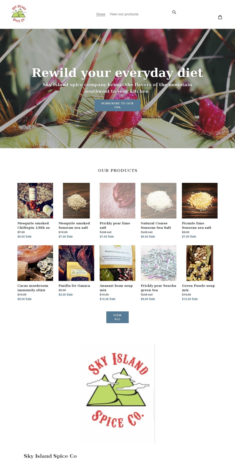 skyislandspiceco.com shopify website screenshot