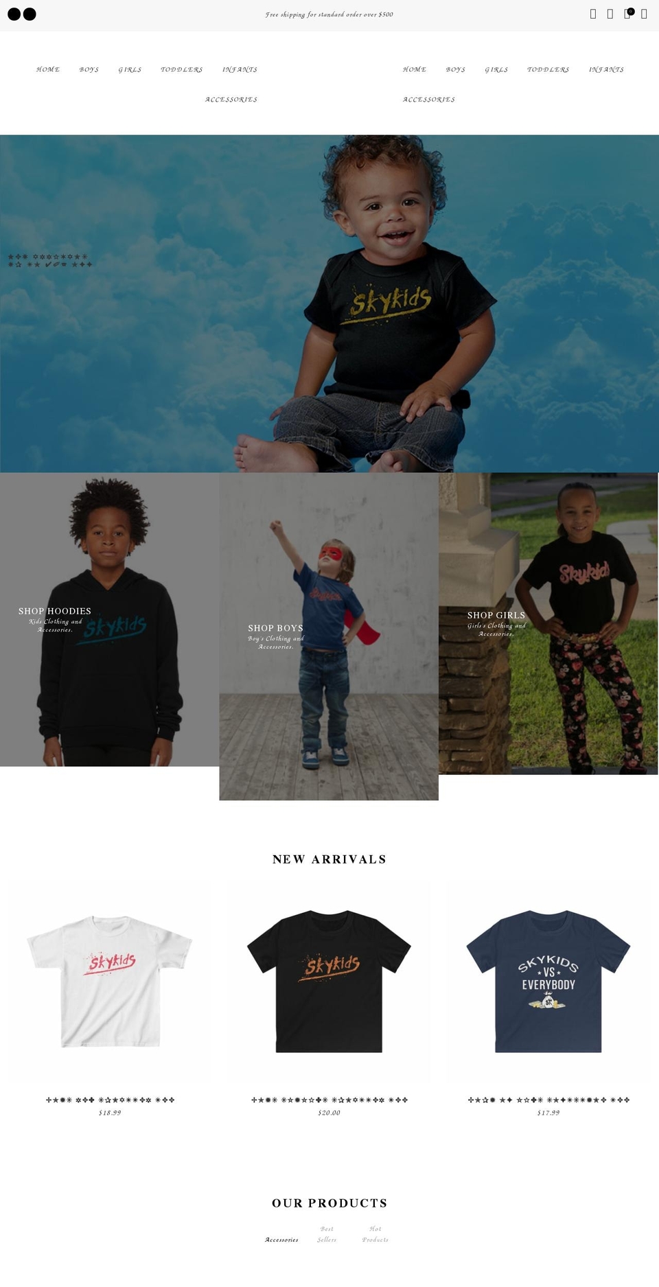 skykidsclothing.com shopify website screenshot