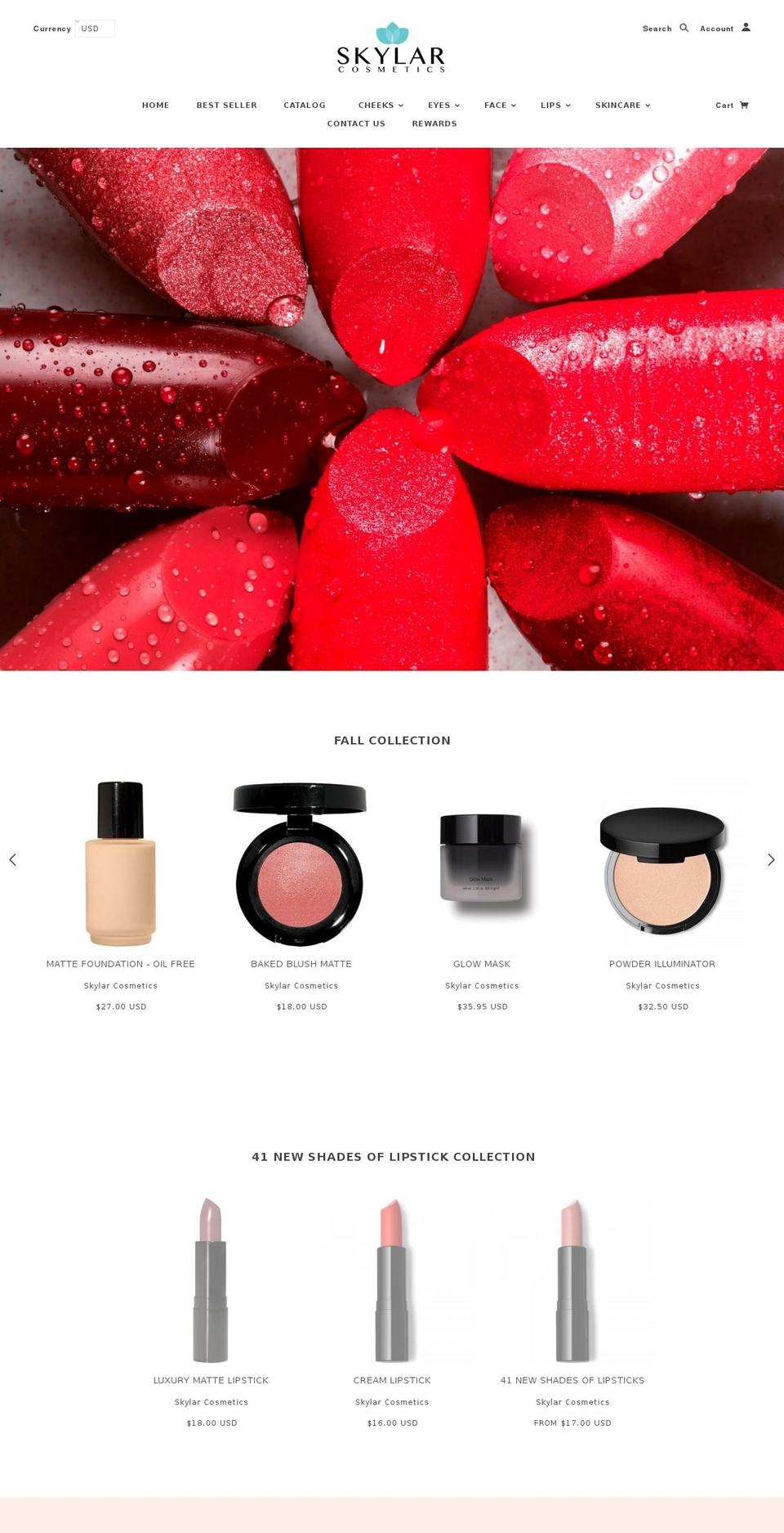 skylarcosmetics.com — Shopify storefront screenshot