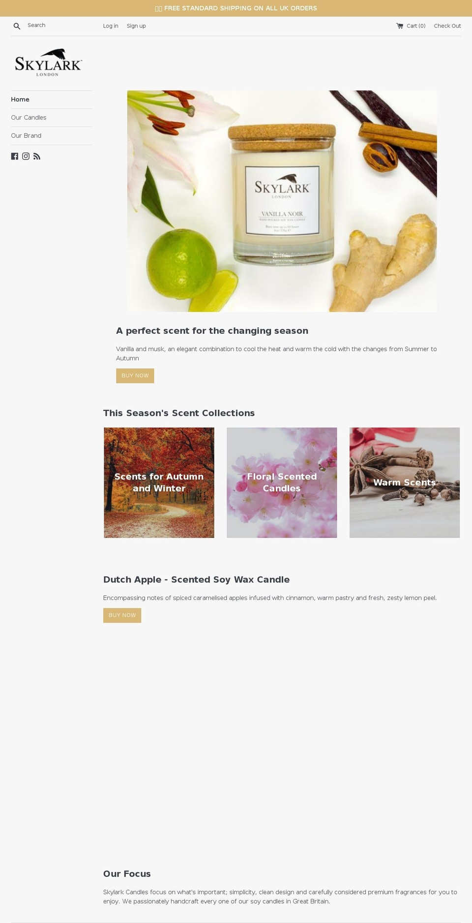 skylarkcandle.com — Shopify storefront screenshot
