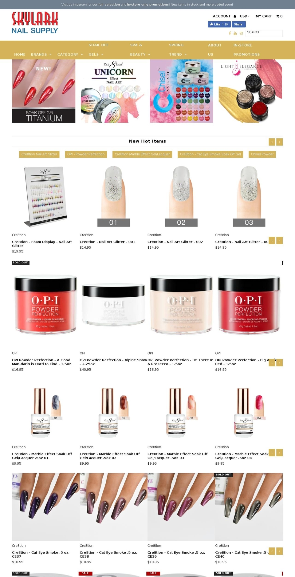 skylarknailsupply.com shopify website screenshot