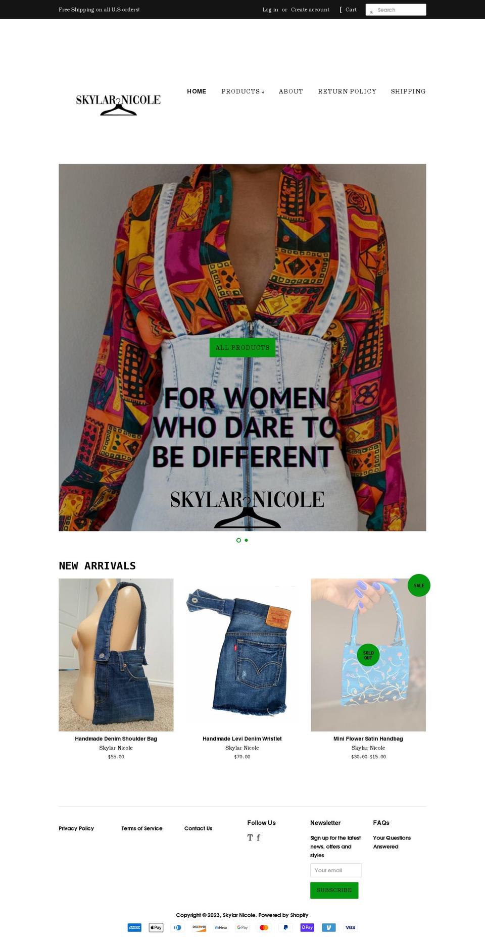 skylarnicole.com shopify website screenshot