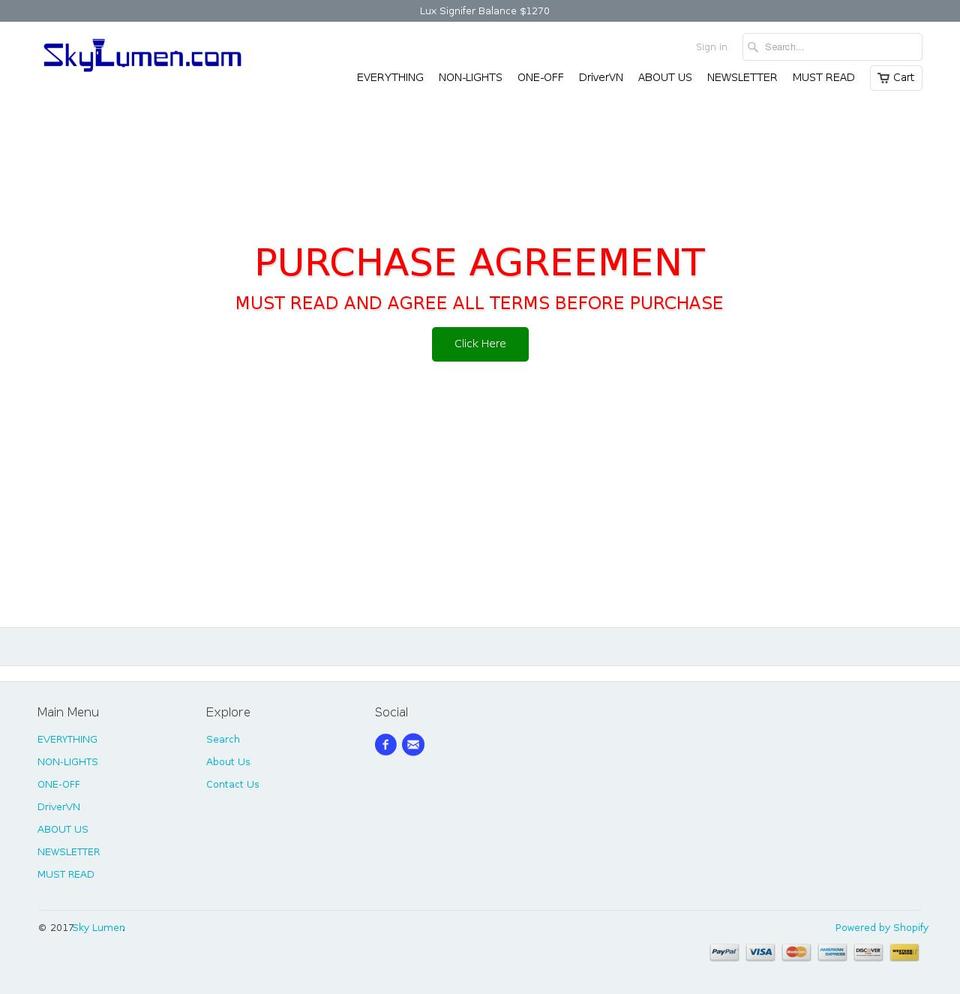 skylumen.com shopify website screenshot
