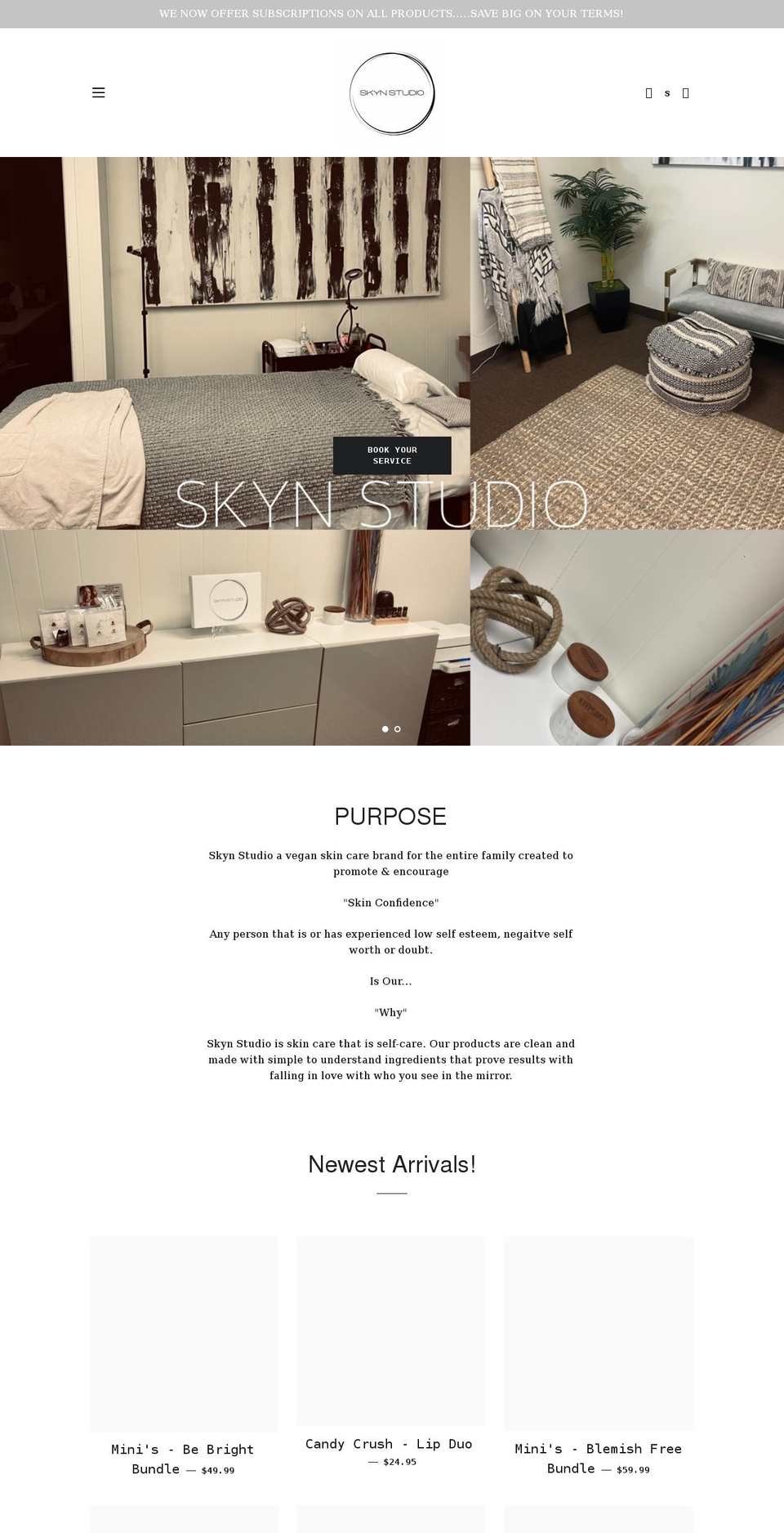 skynstudiobeauty.com shopify website screenshot