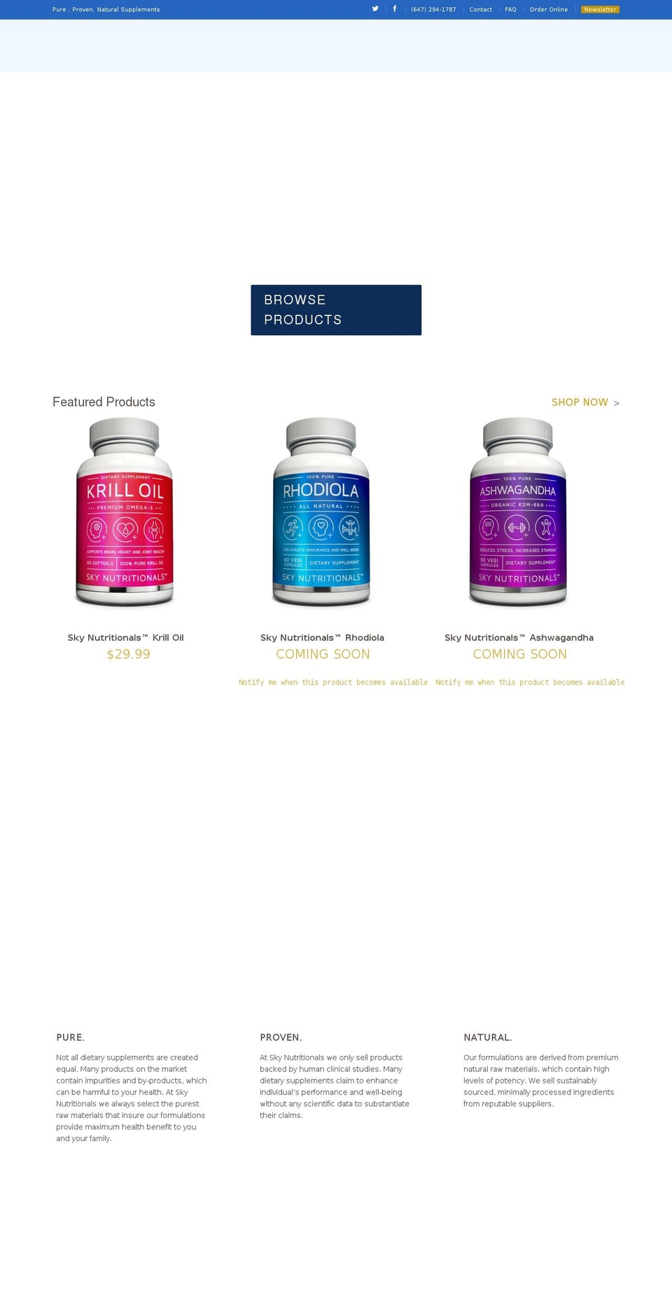 skynutritionals.com shopify website screenshot