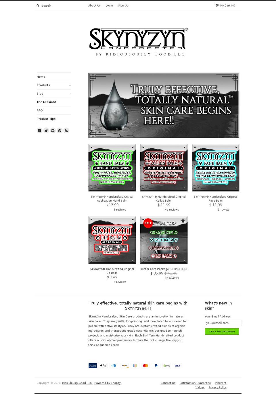 skynyzyn.com shopify website screenshot