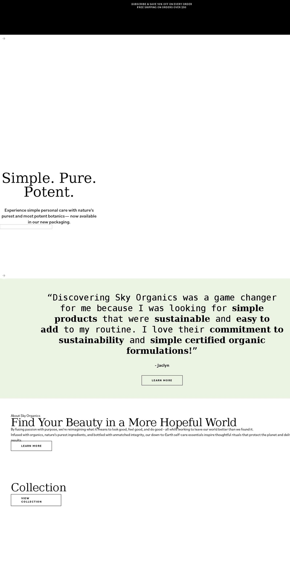 skyorganics.com shopify website screenshot