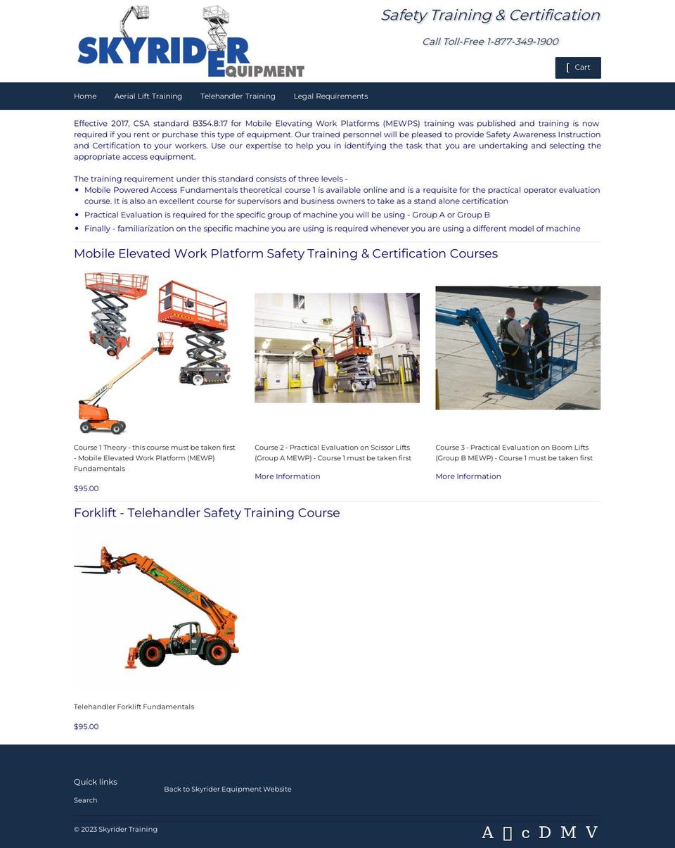 skyridertraining.com shopify website screenshot