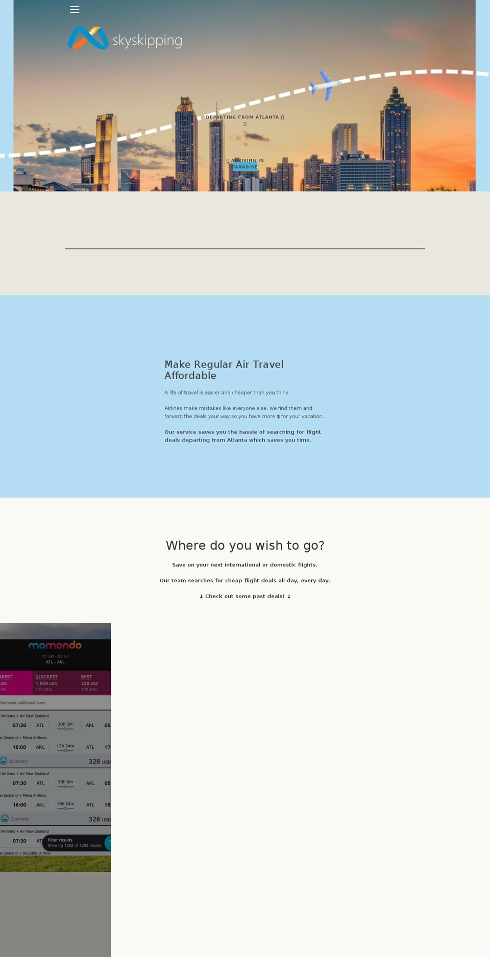 skyskipping.com shopify website screenshot