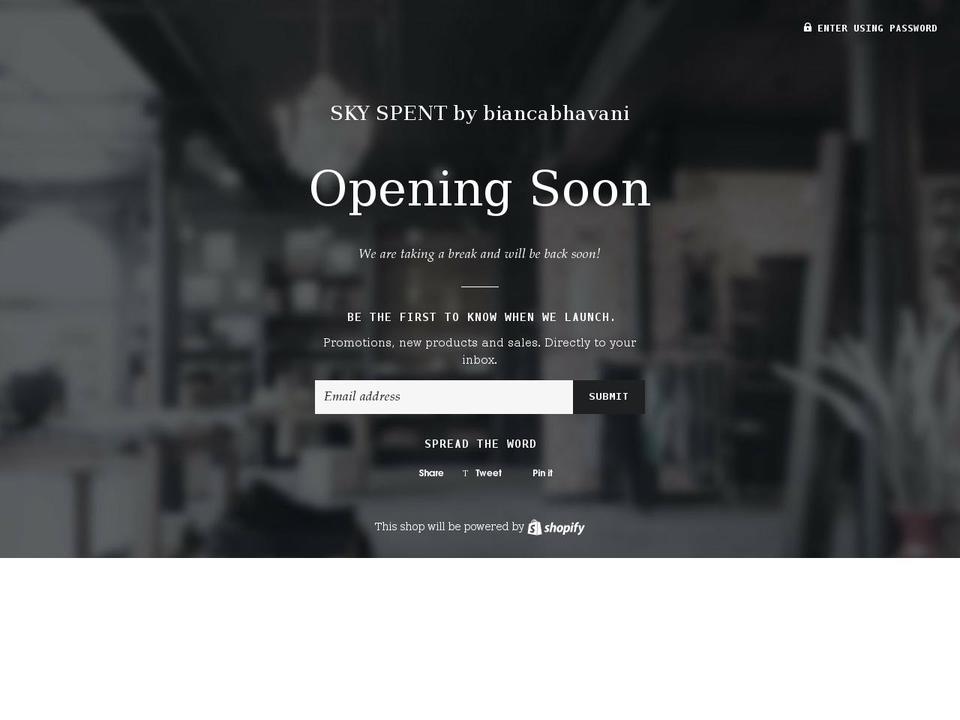 skyspent.com shopify website screenshot