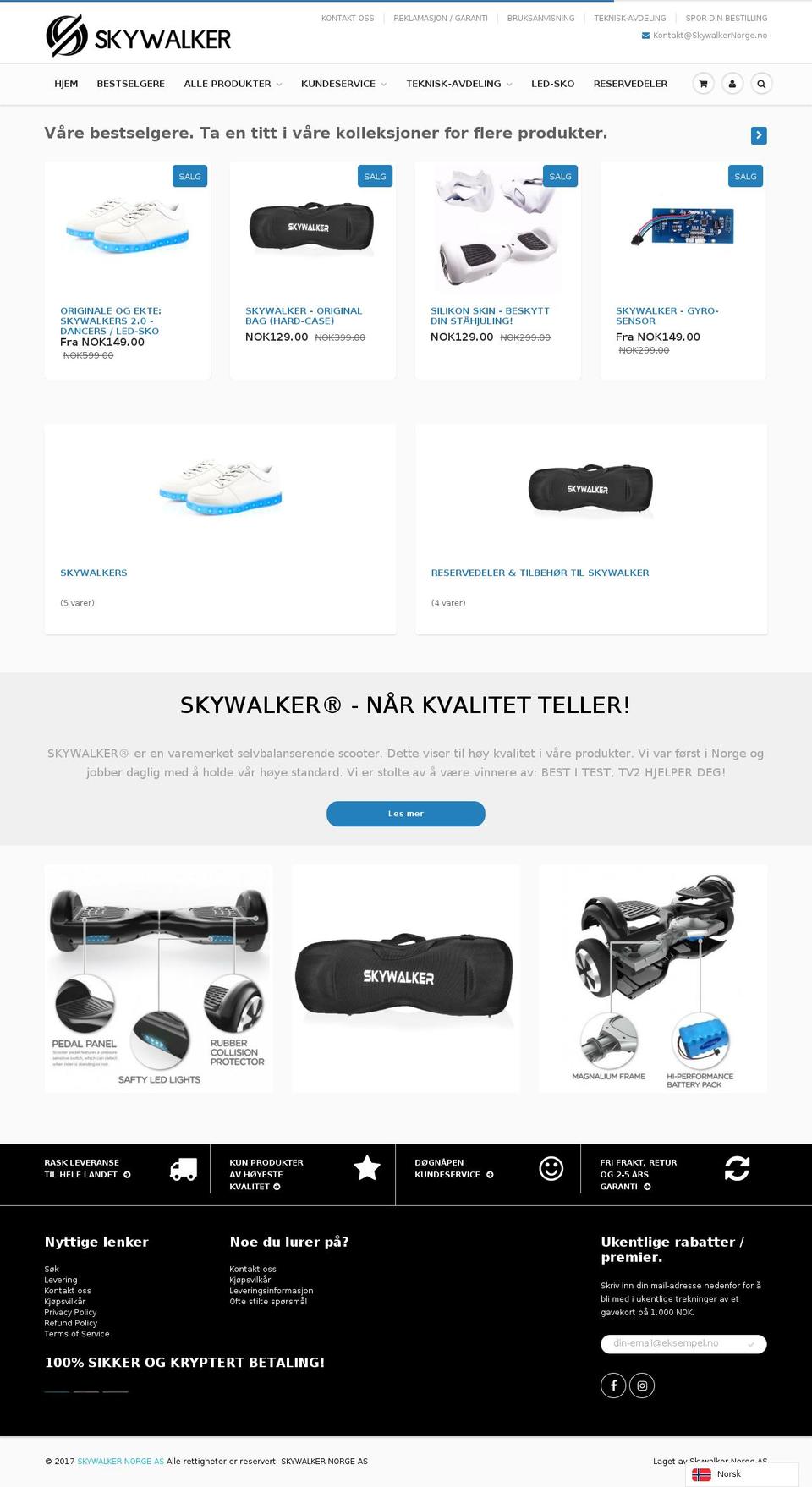 skywalkernorge.com shopify website screenshot
