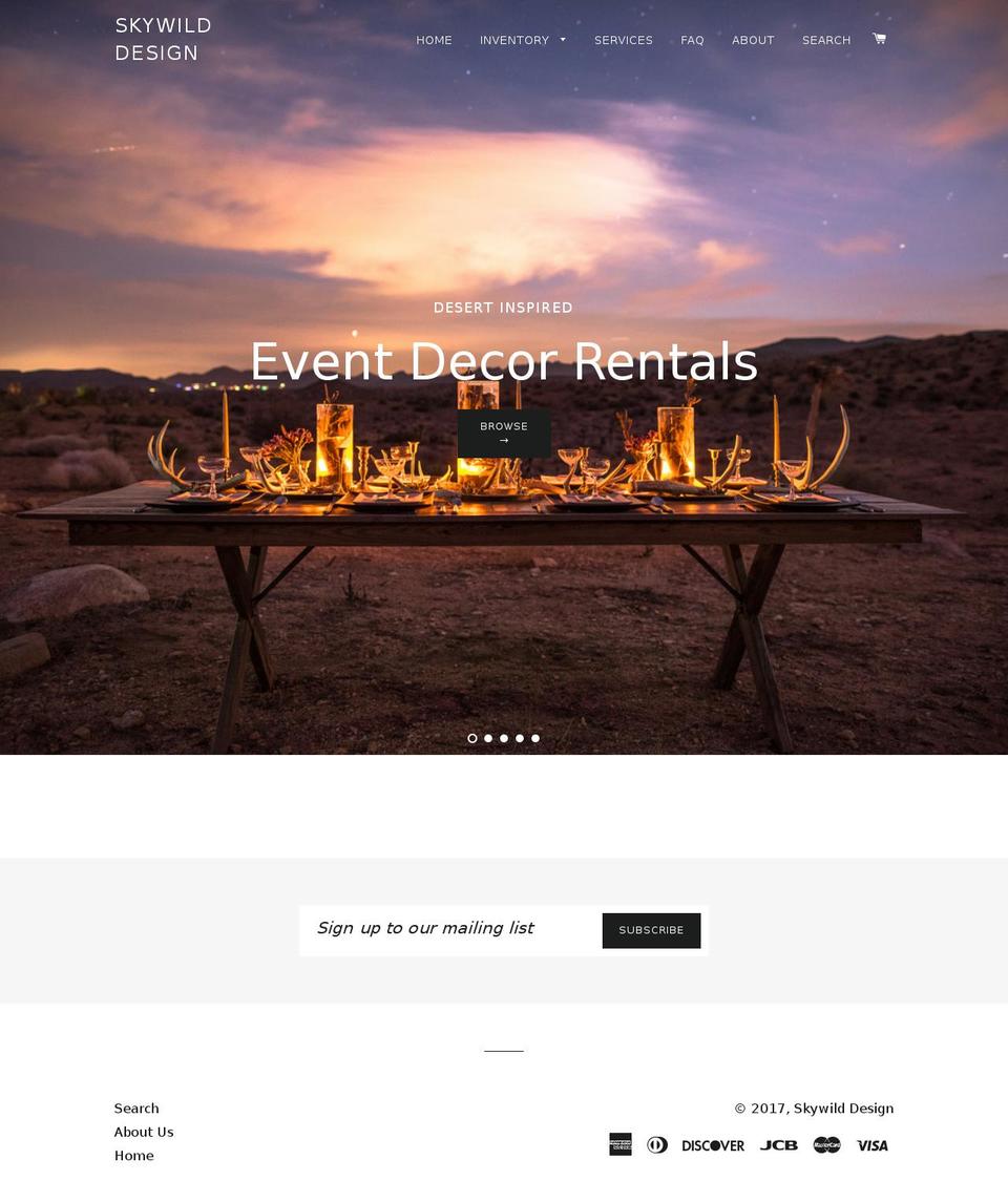 skywilddesign.com shopify website screenshot
