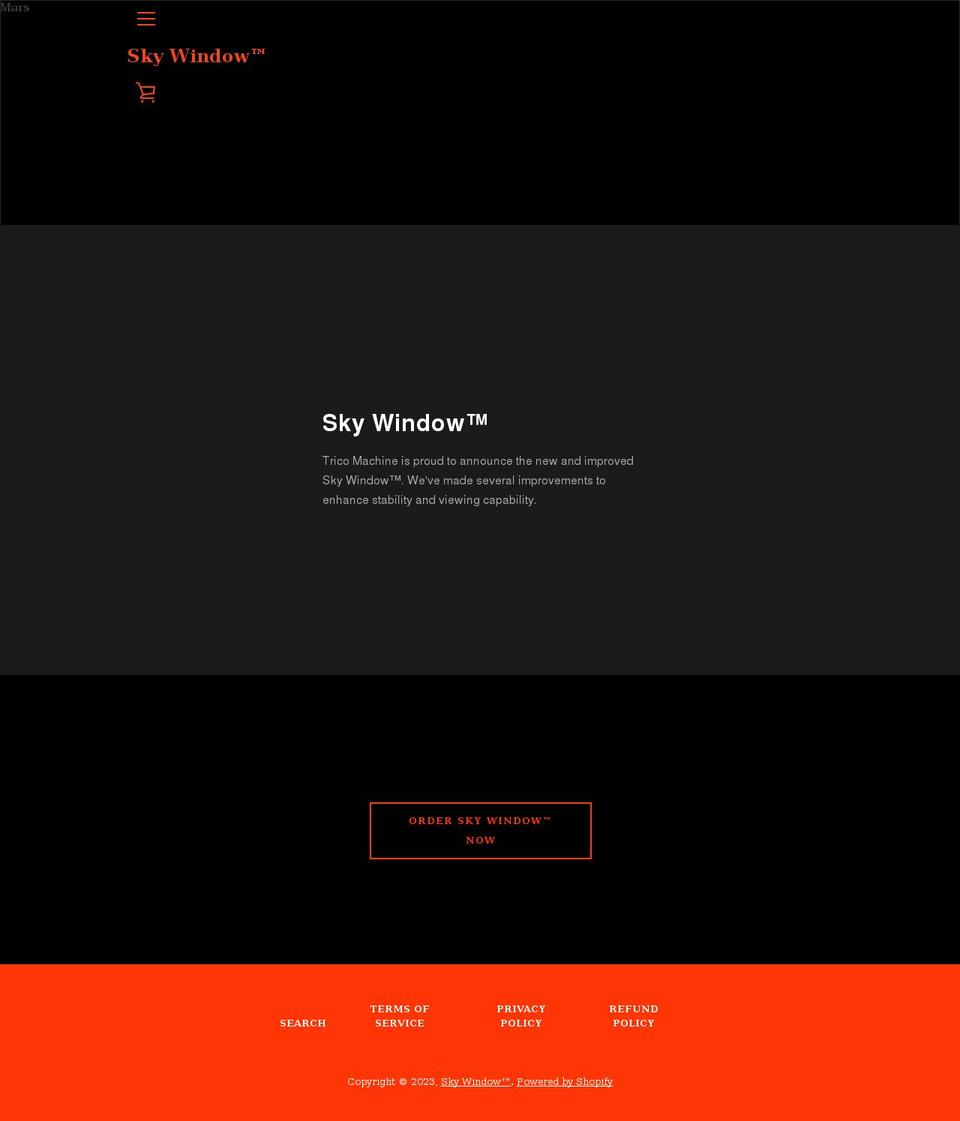 skywindow.com shopify website screenshot