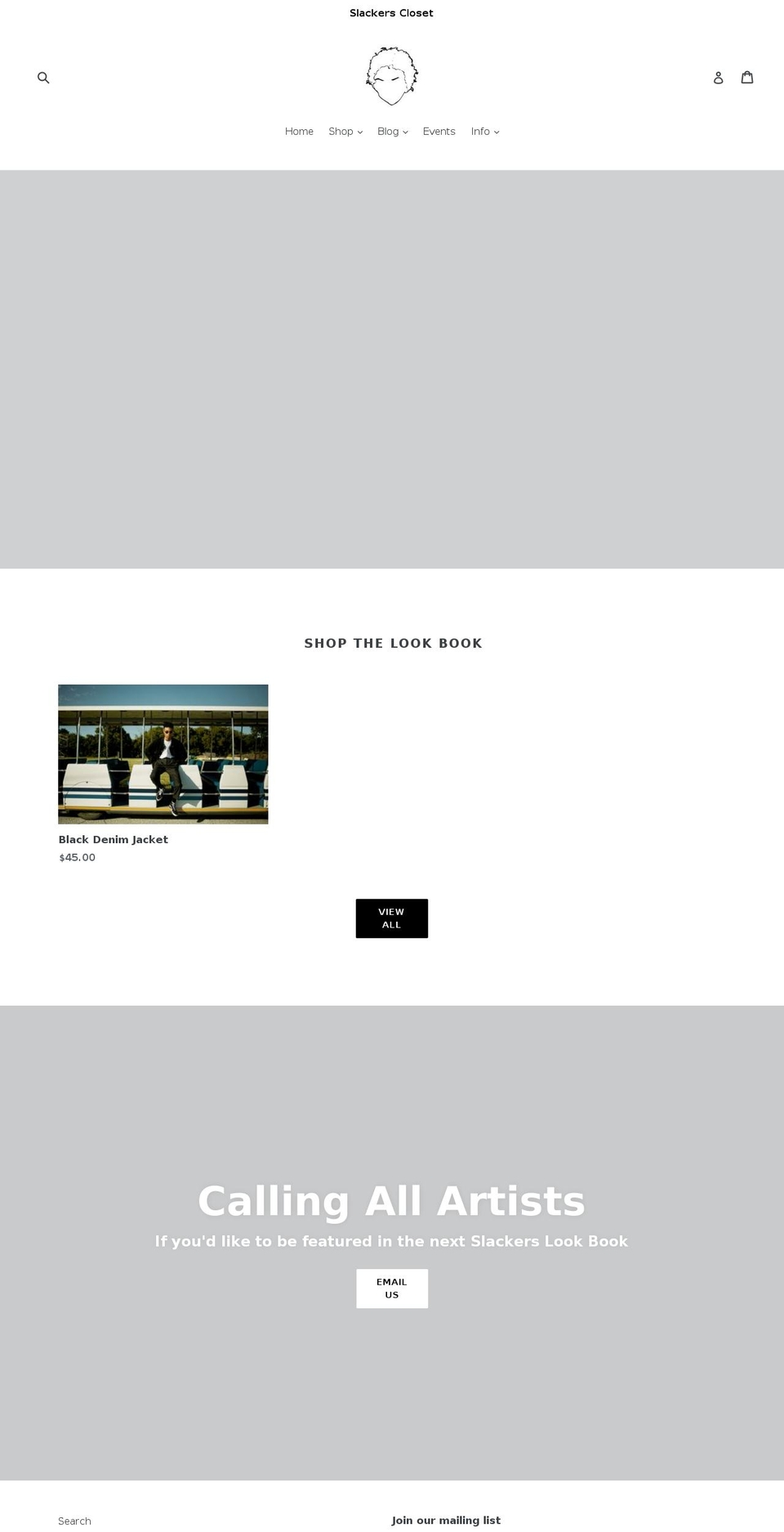 slackerscloset.com — Shopify storefront screenshot