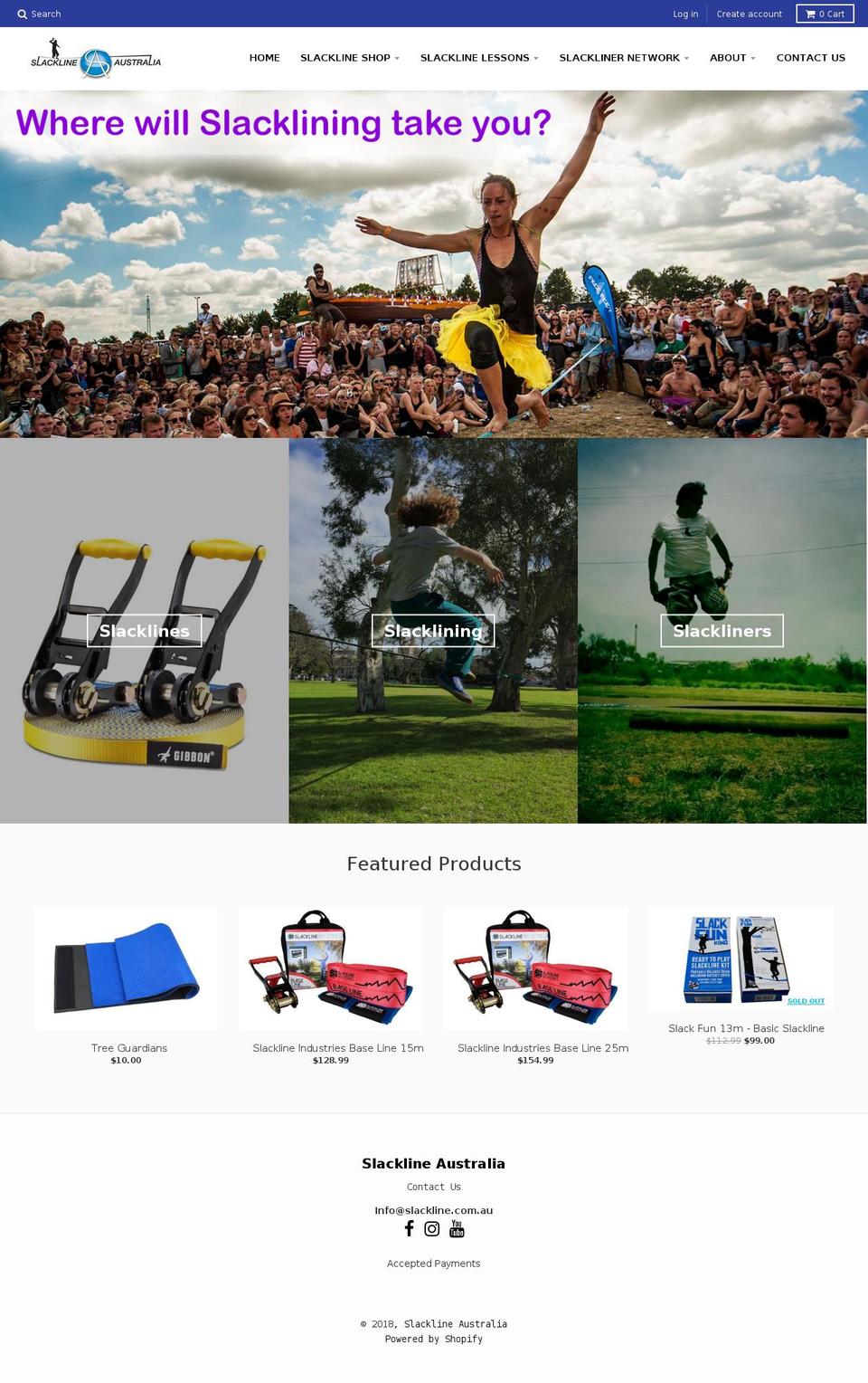 slacklineaustralia.com — Shopify storefront screenshot
