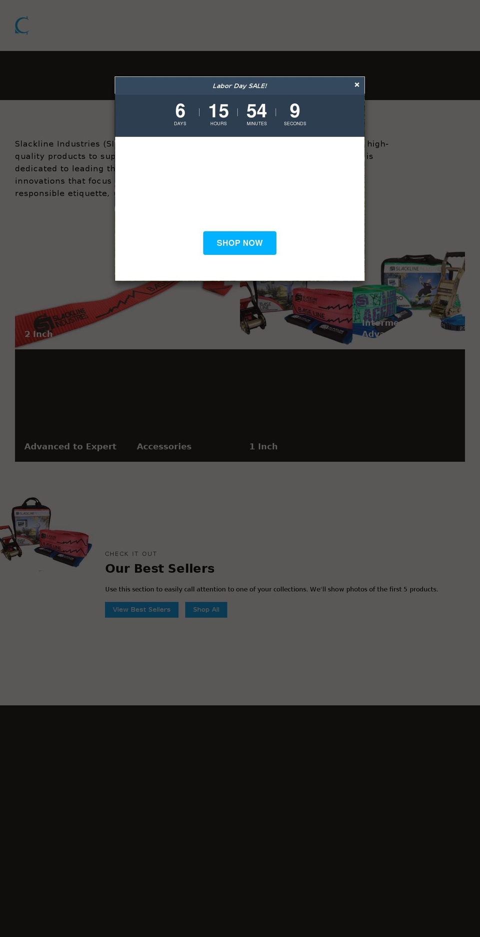 slacklineindustries.com — Shopify storefront screenshot