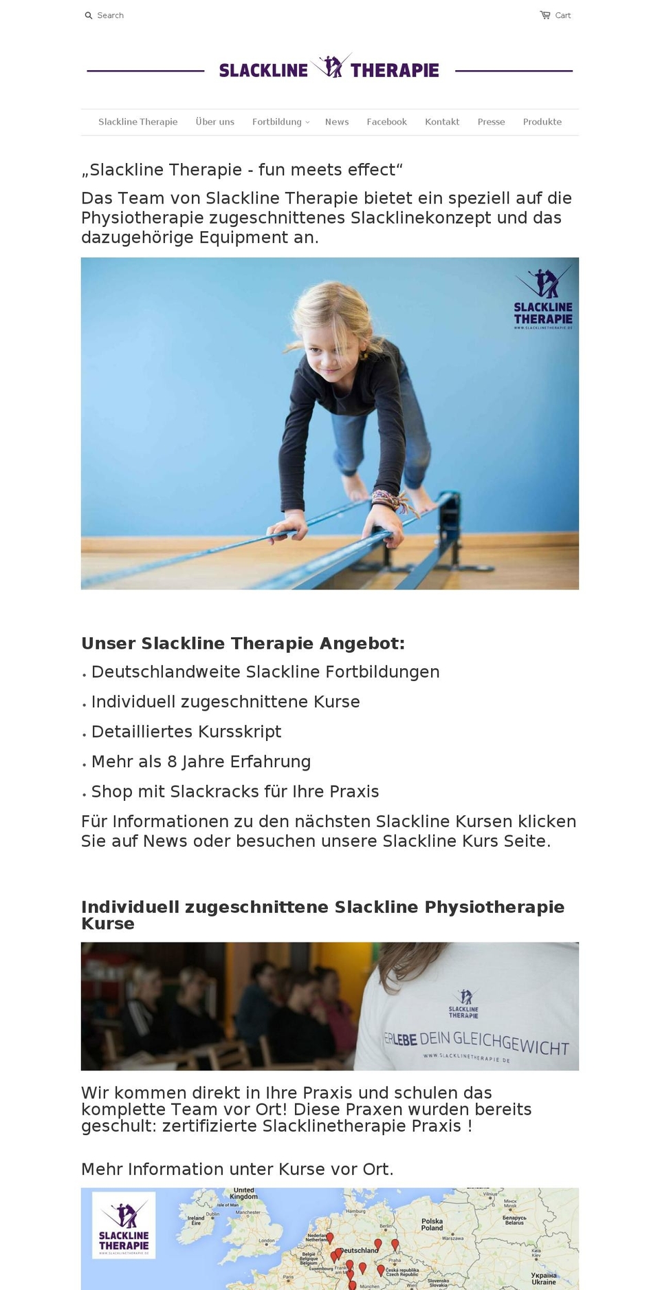 slacklinetherapie.de shopify website screenshot