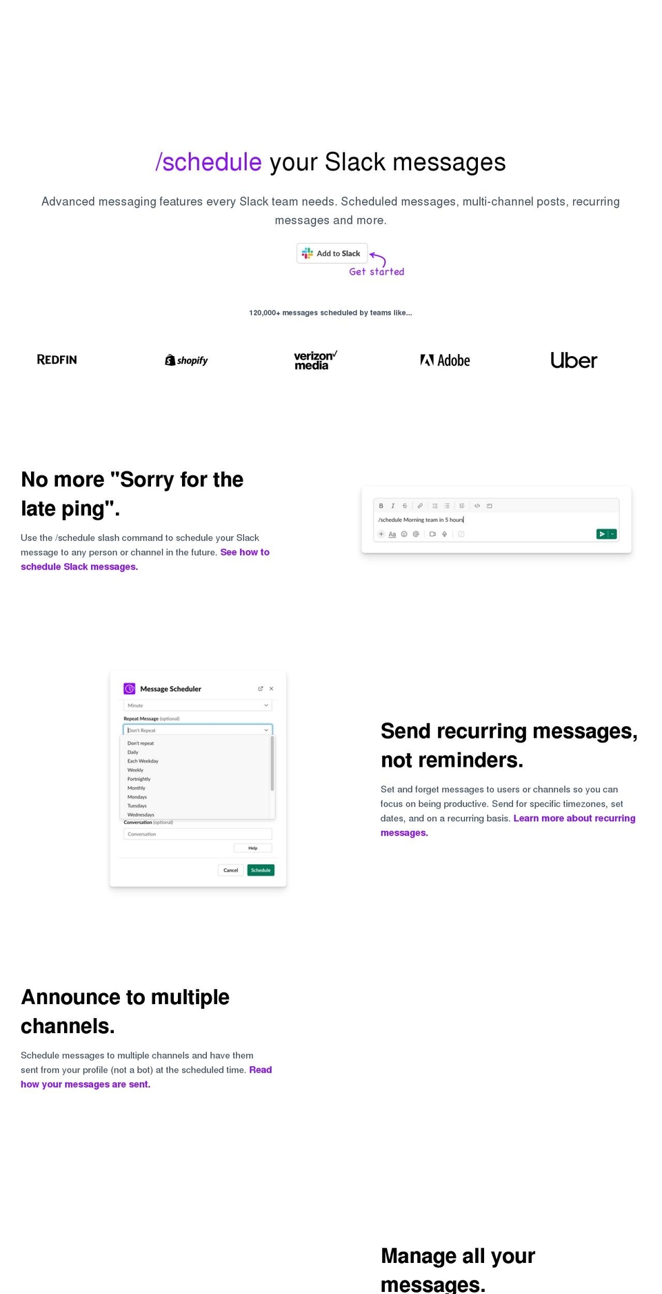 slackscheduler.com shopify website screenshot