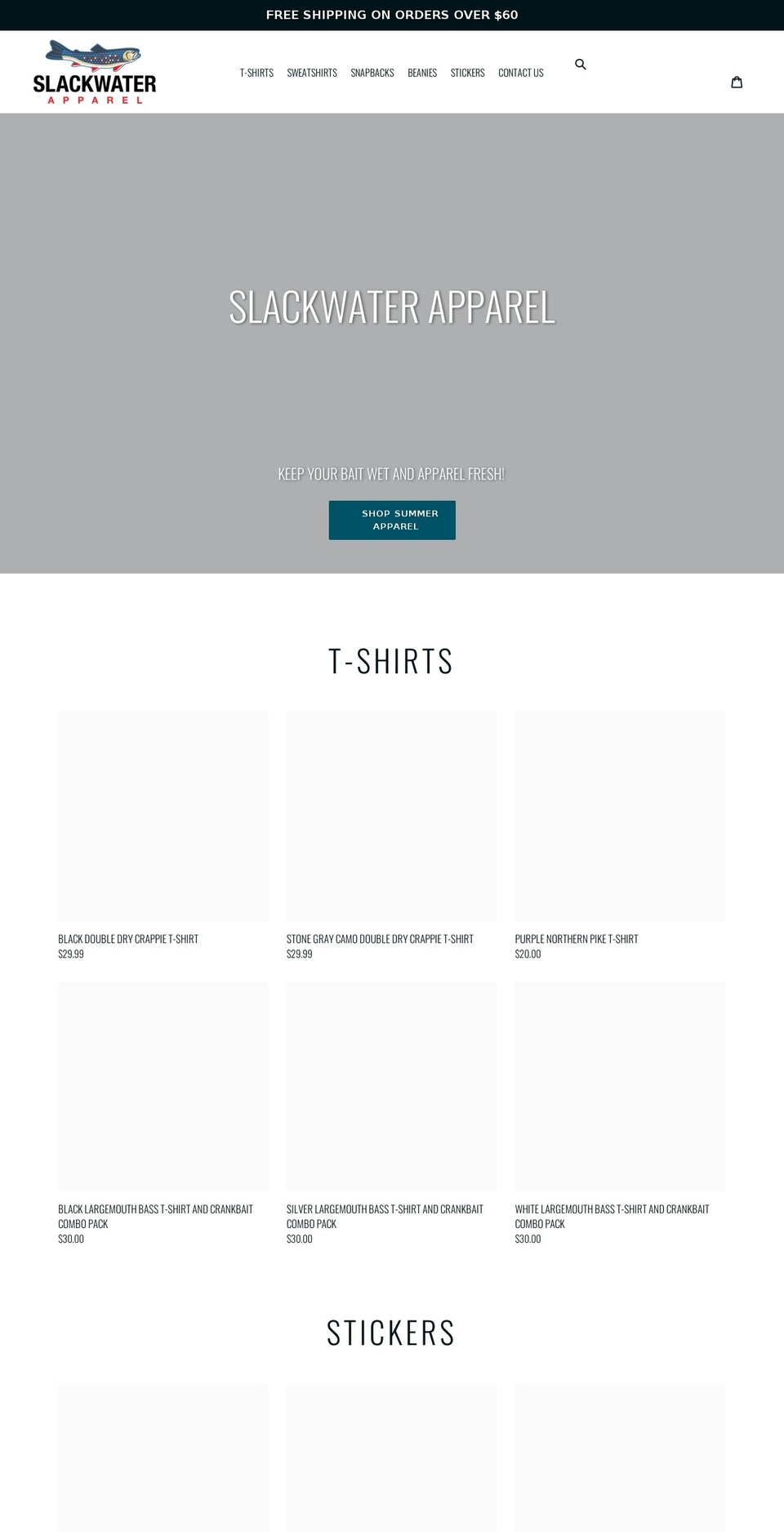 slackwaterapparel.com shopify website screenshot