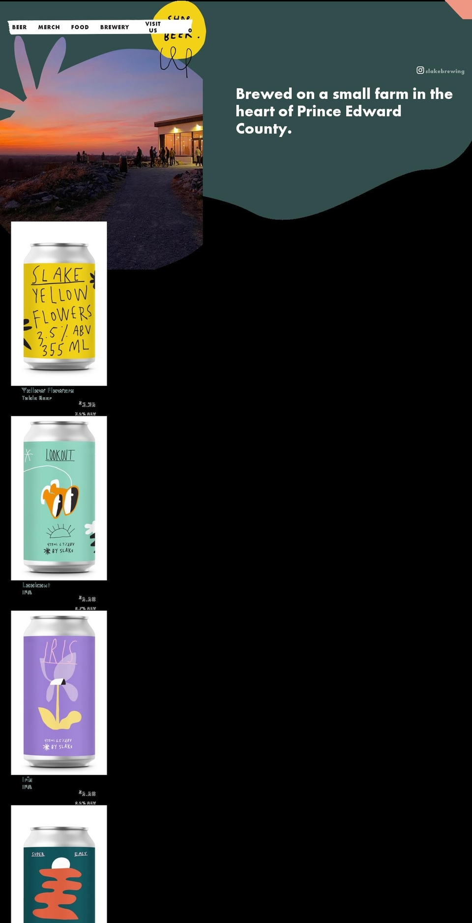 slakebrewing.com shopify website screenshot