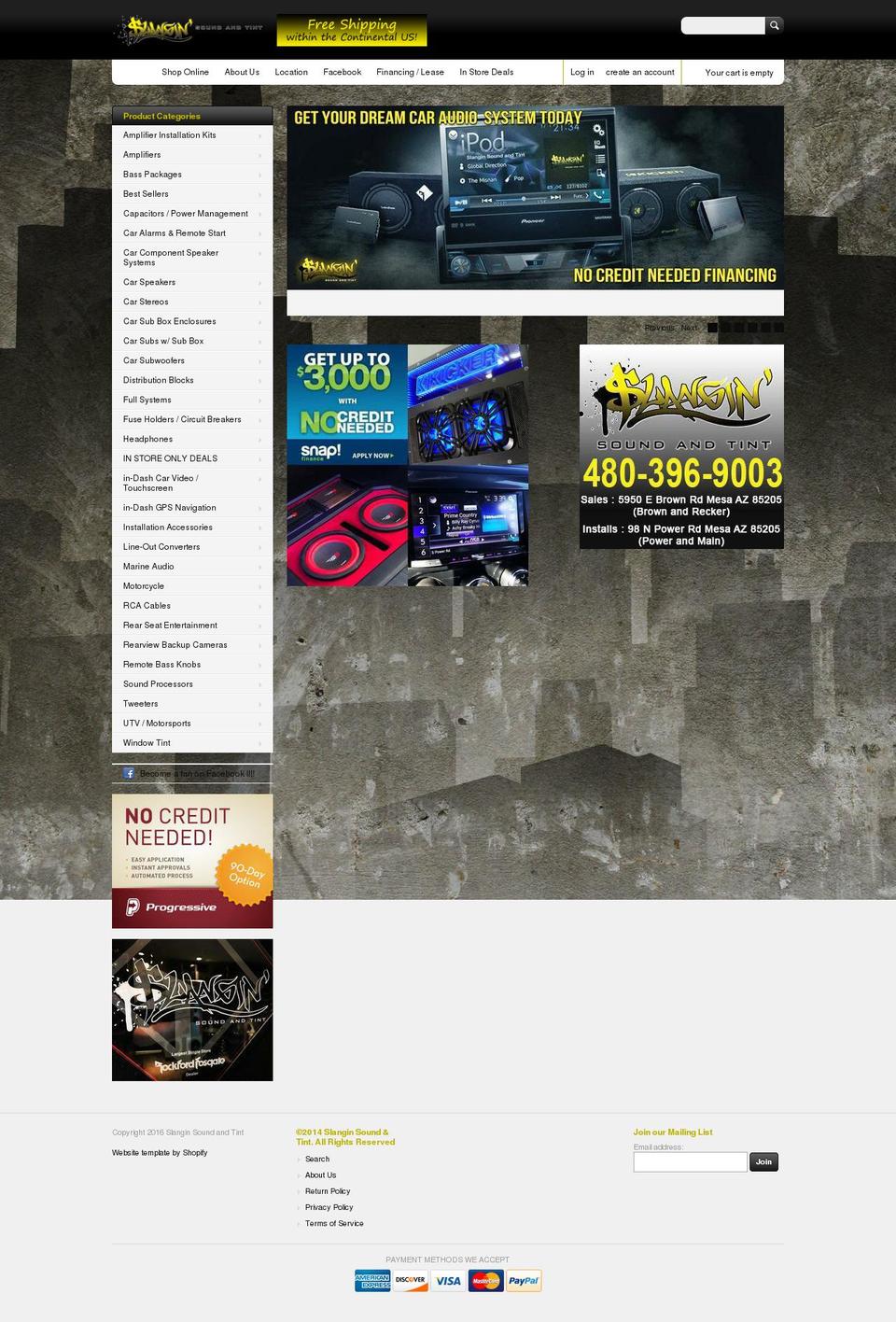 slanginsoundandtint.com — Shopify storefront screenshot