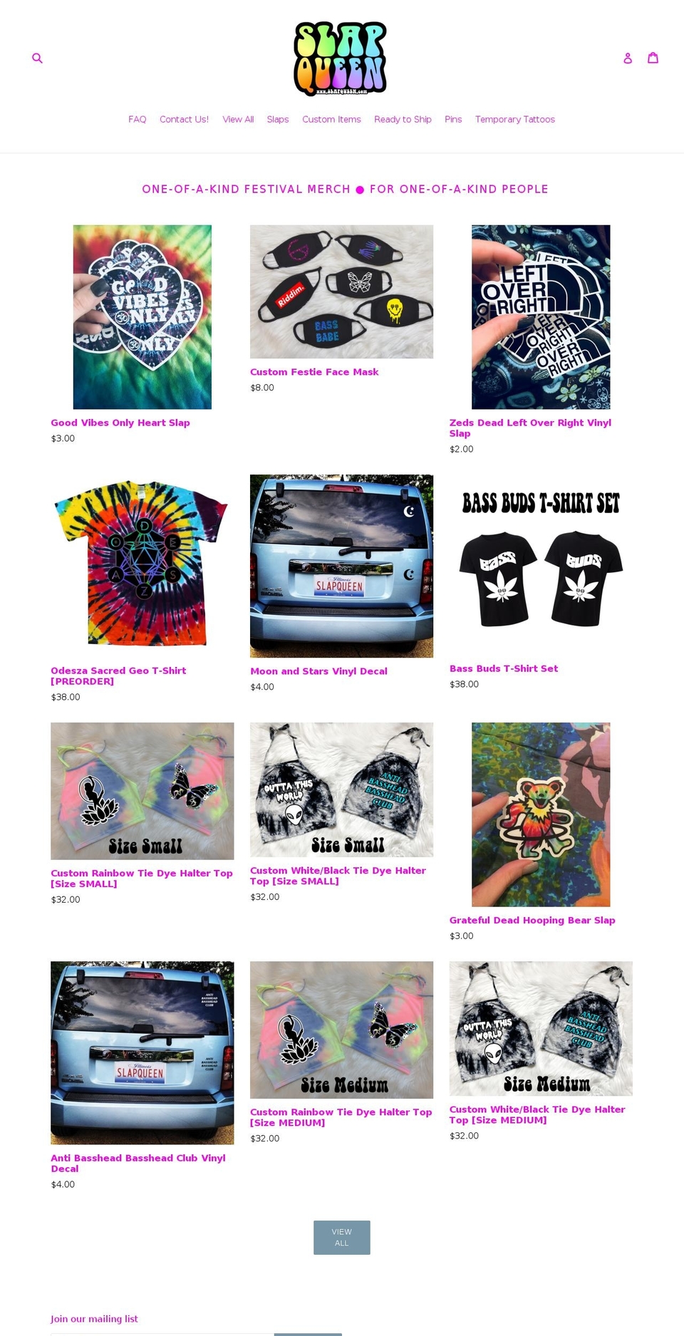 slapqueen.com shopify website screenshot