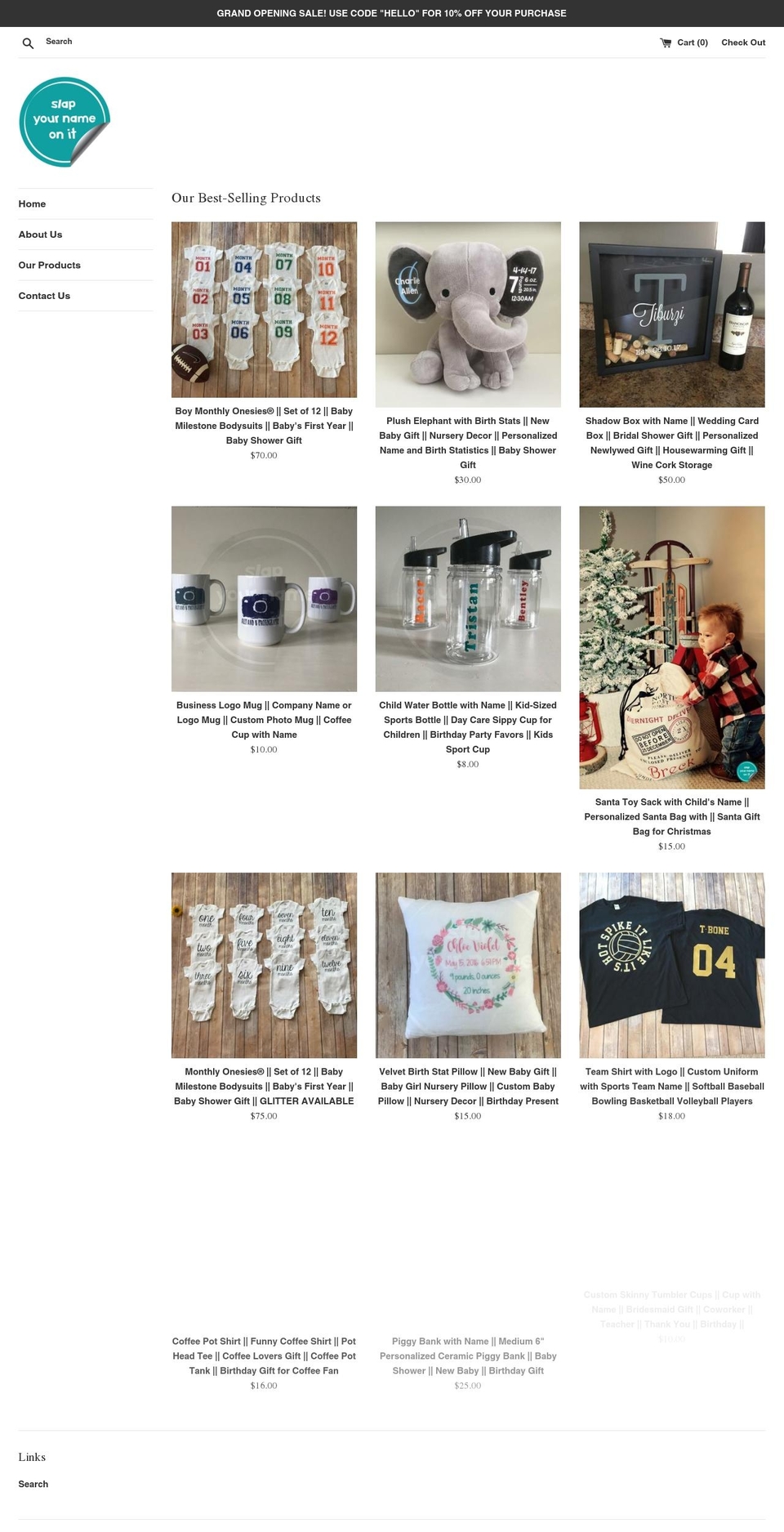 slapyournameonit.com shopify website screenshot
