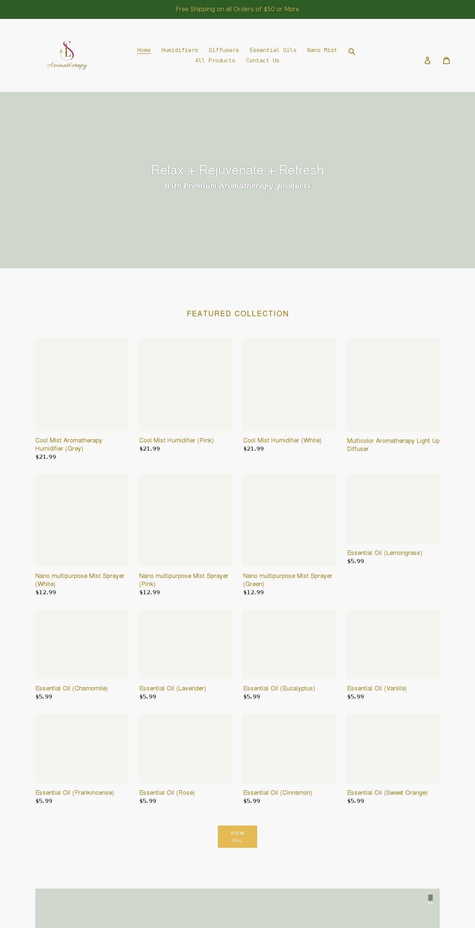 slaromatherapy.com shopify website screenshot