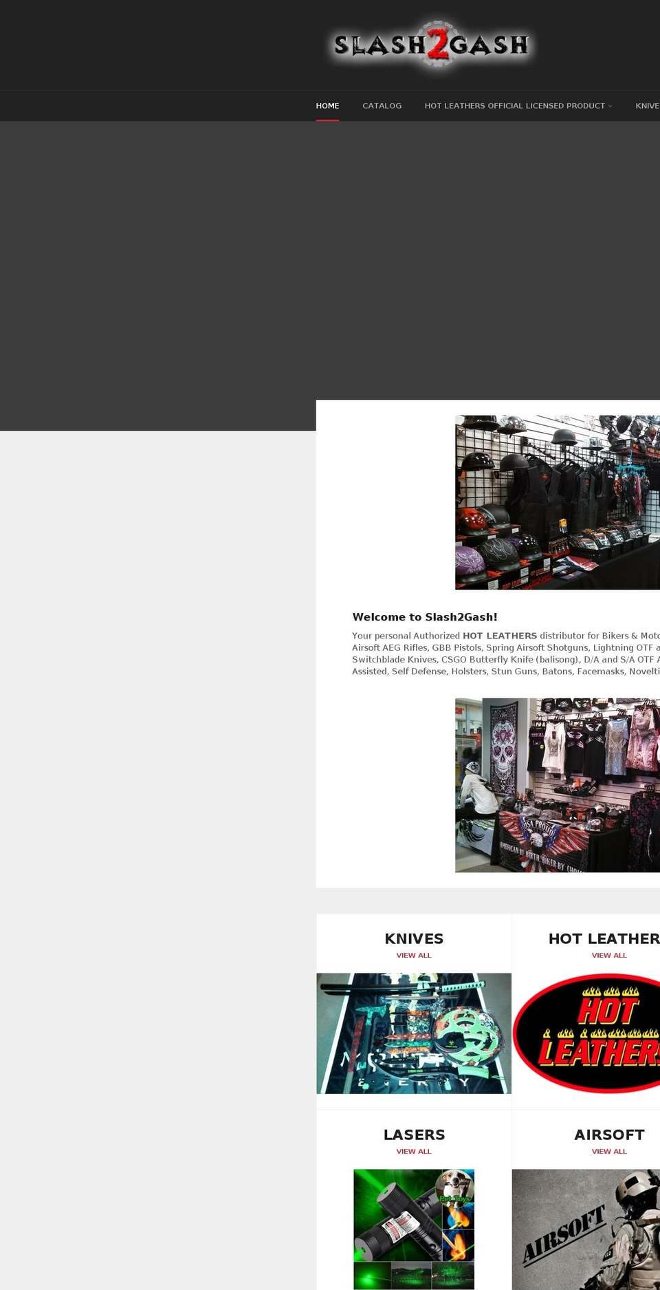 slash2gash.com shopify website screenshot