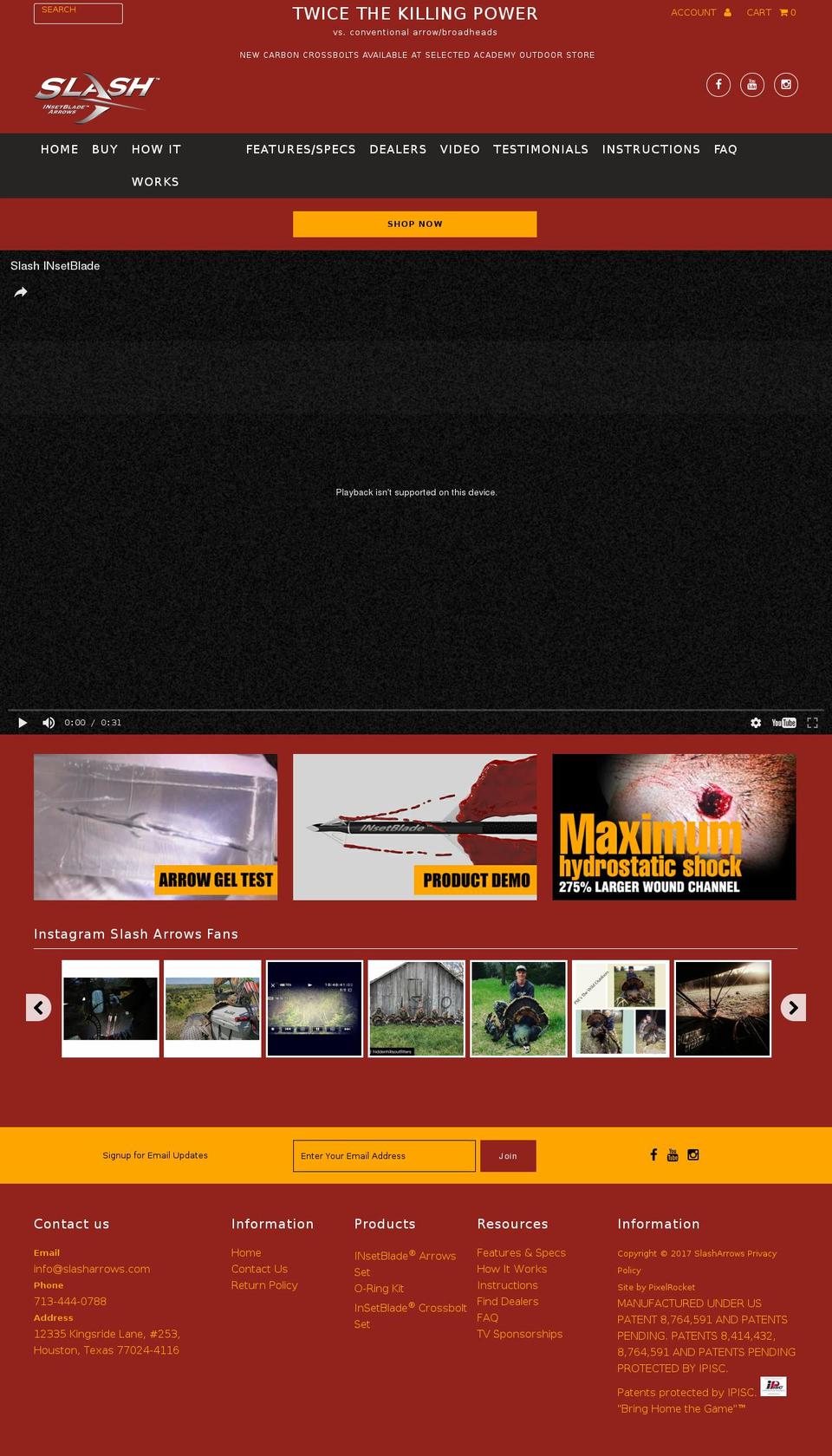 slasharrows.com shopify website screenshot