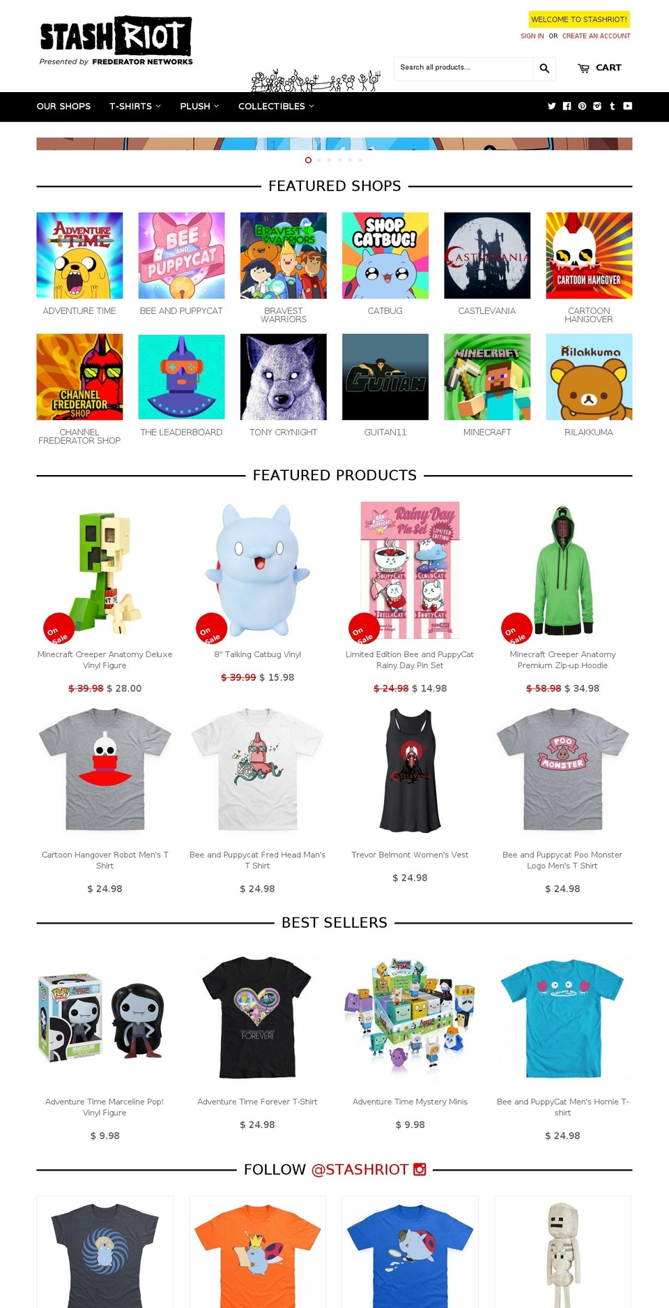 Frederator By RecCenter Shopify theme site example slashriot.com