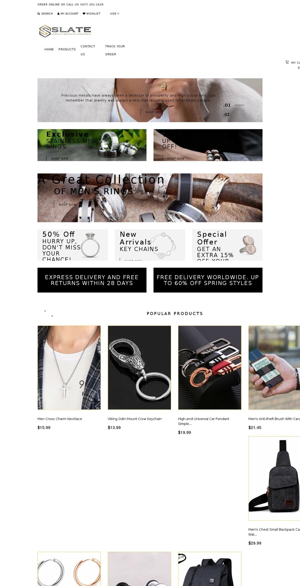 Jewelry Theme Shopify theme site example slateaccessories.com