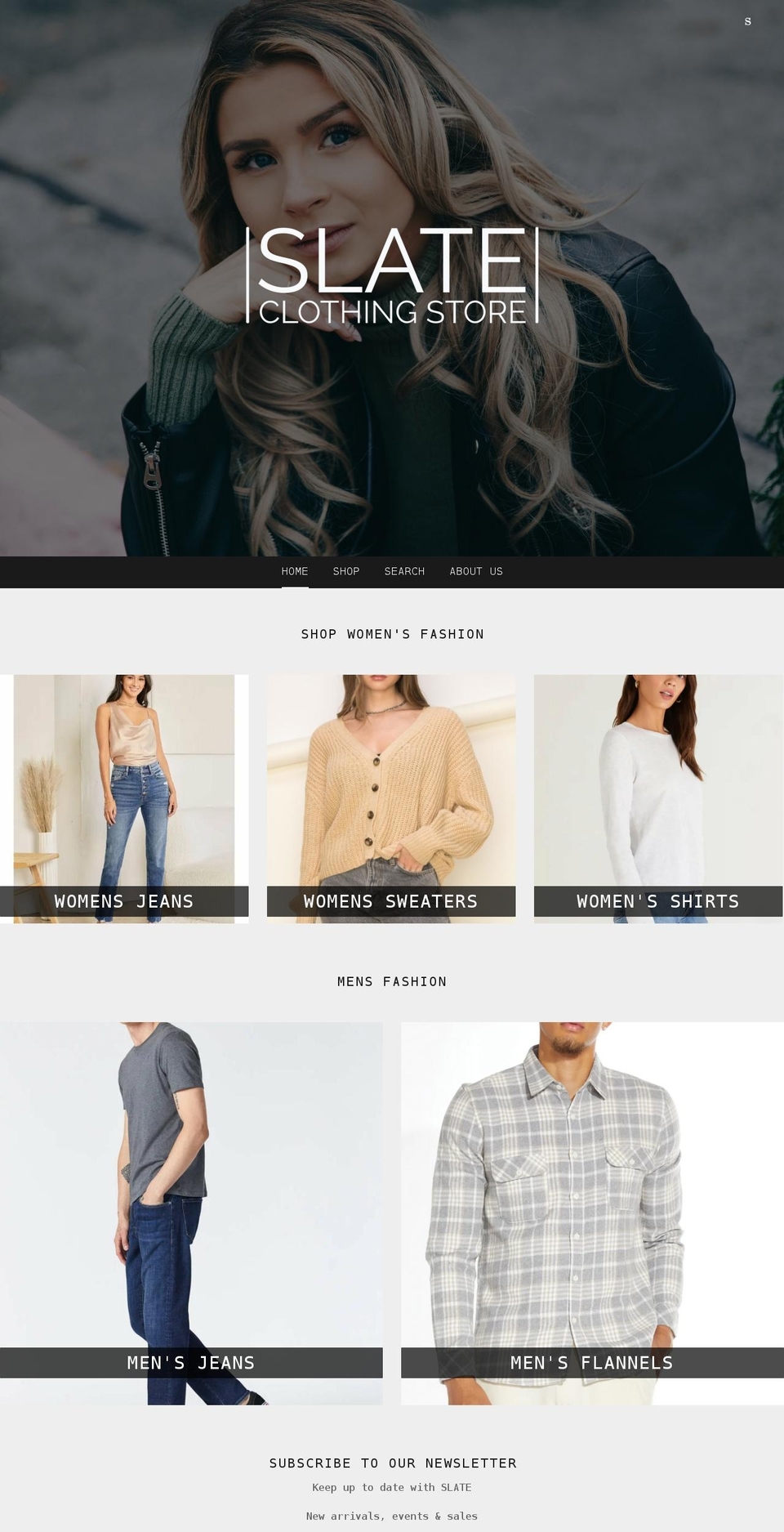 slateclothingstore.com shopify website screenshot