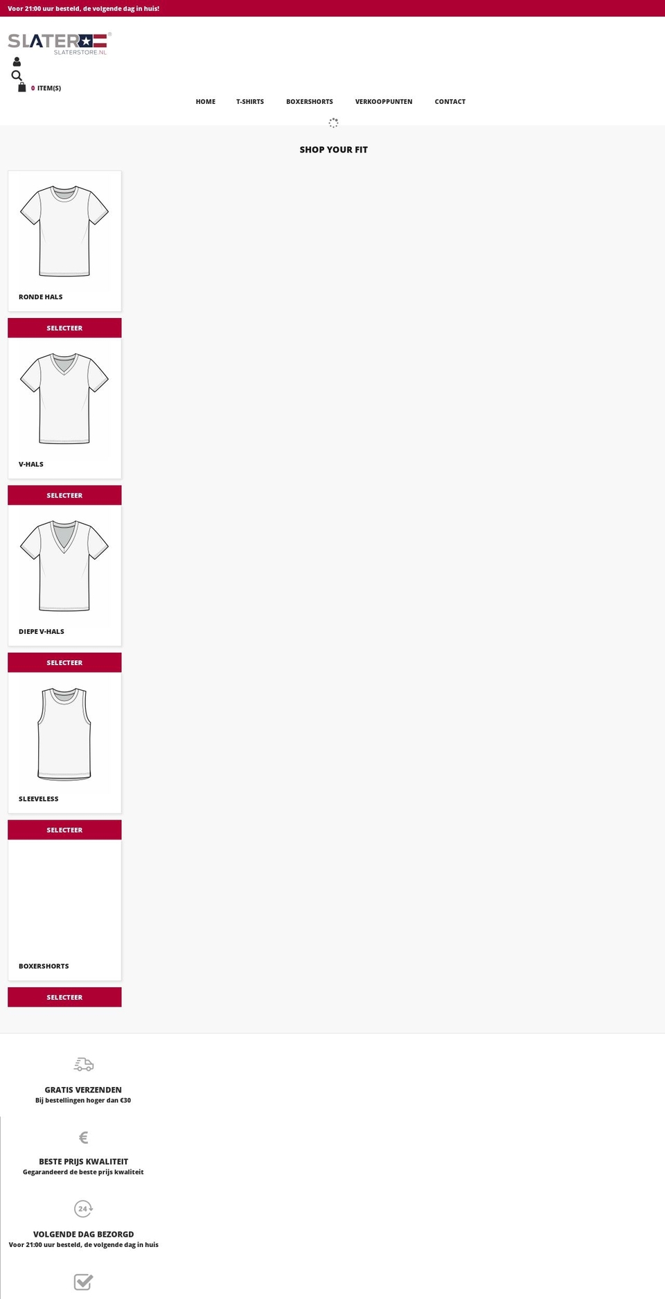 slaterstore.nl shopify website screenshot