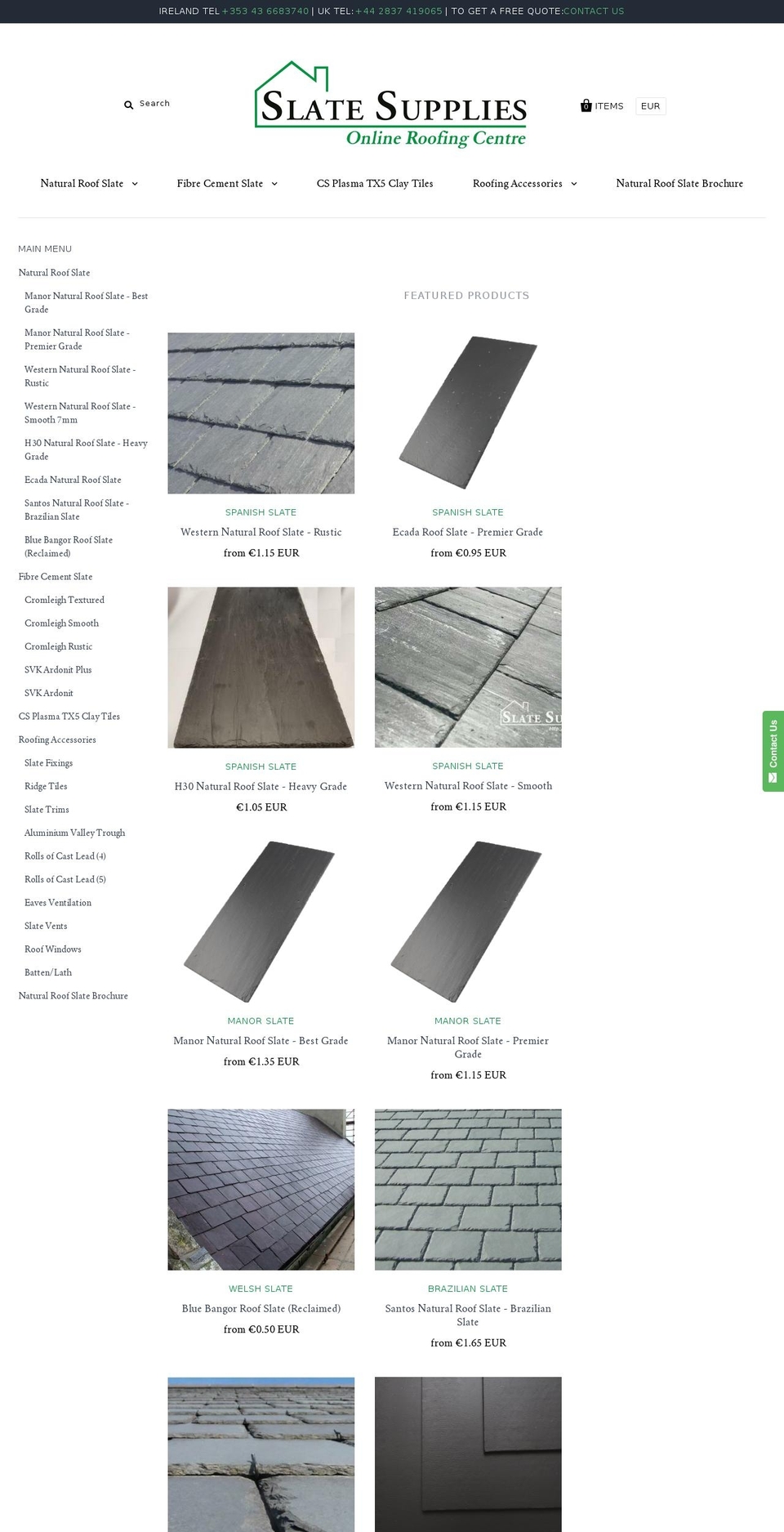 slatesupplies.com — Shopify storefront screenshot