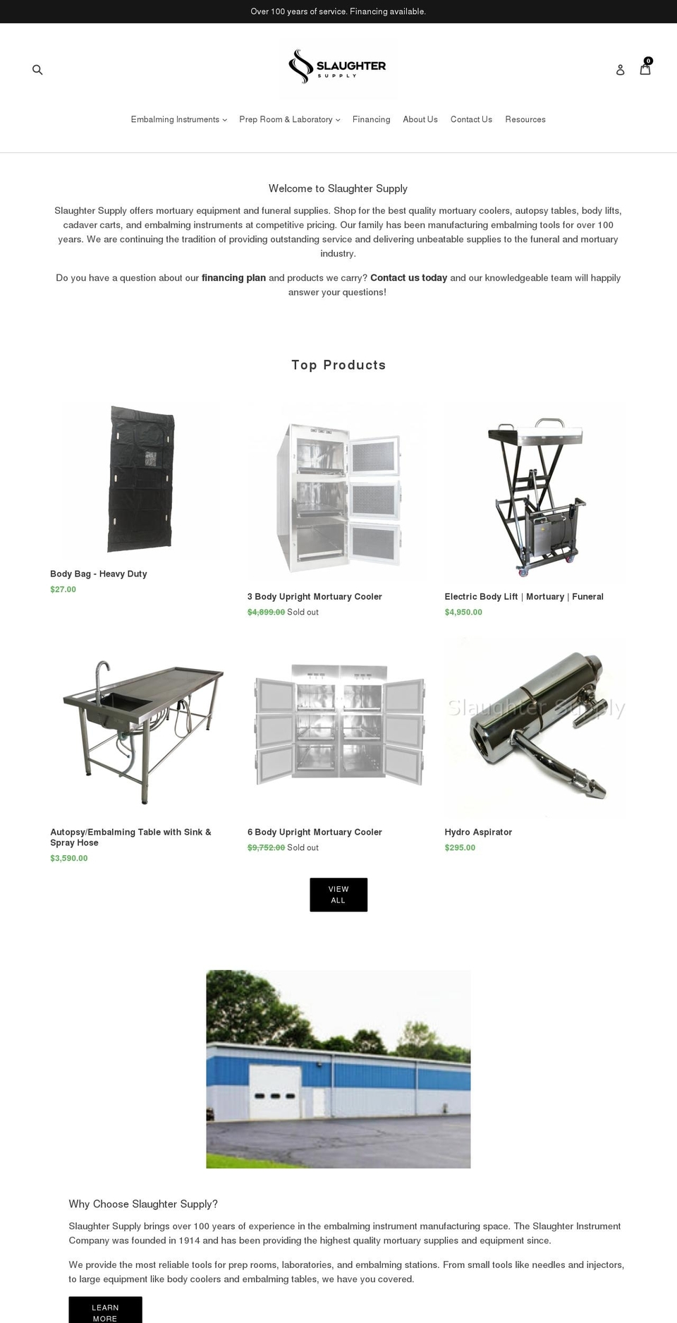 slaughtersupply.com — Shopify storefront screenshot