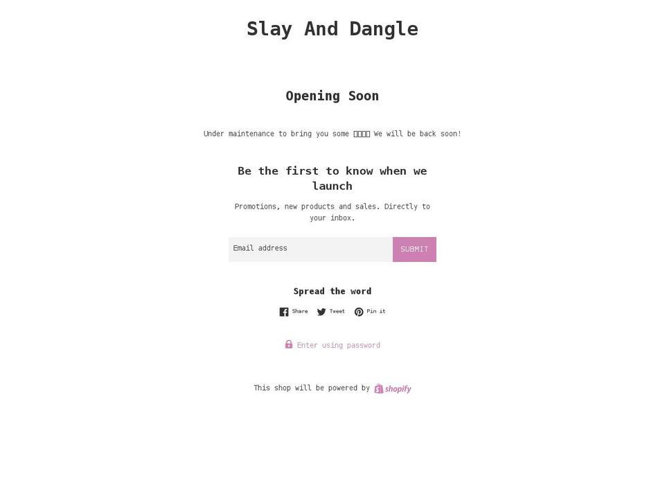 slayanddangle.com shopify website screenshot