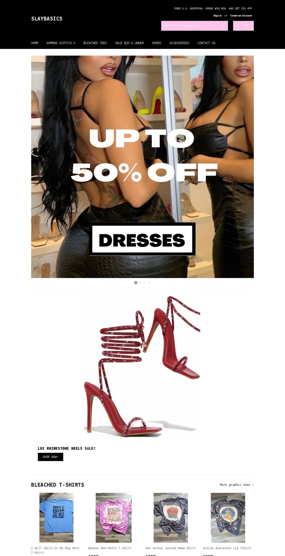 slaybasics.com shopify website screenshot