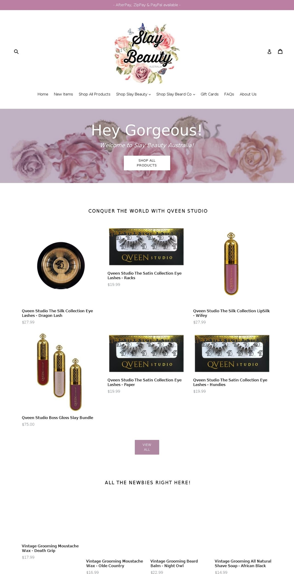 slaybeautyaustralia.com shopify website screenshot