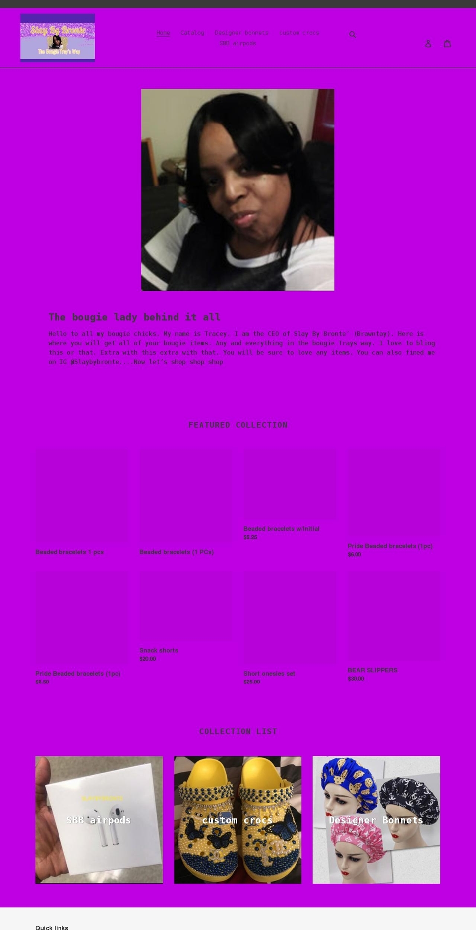 slaybybronte.com shopify website screenshot
