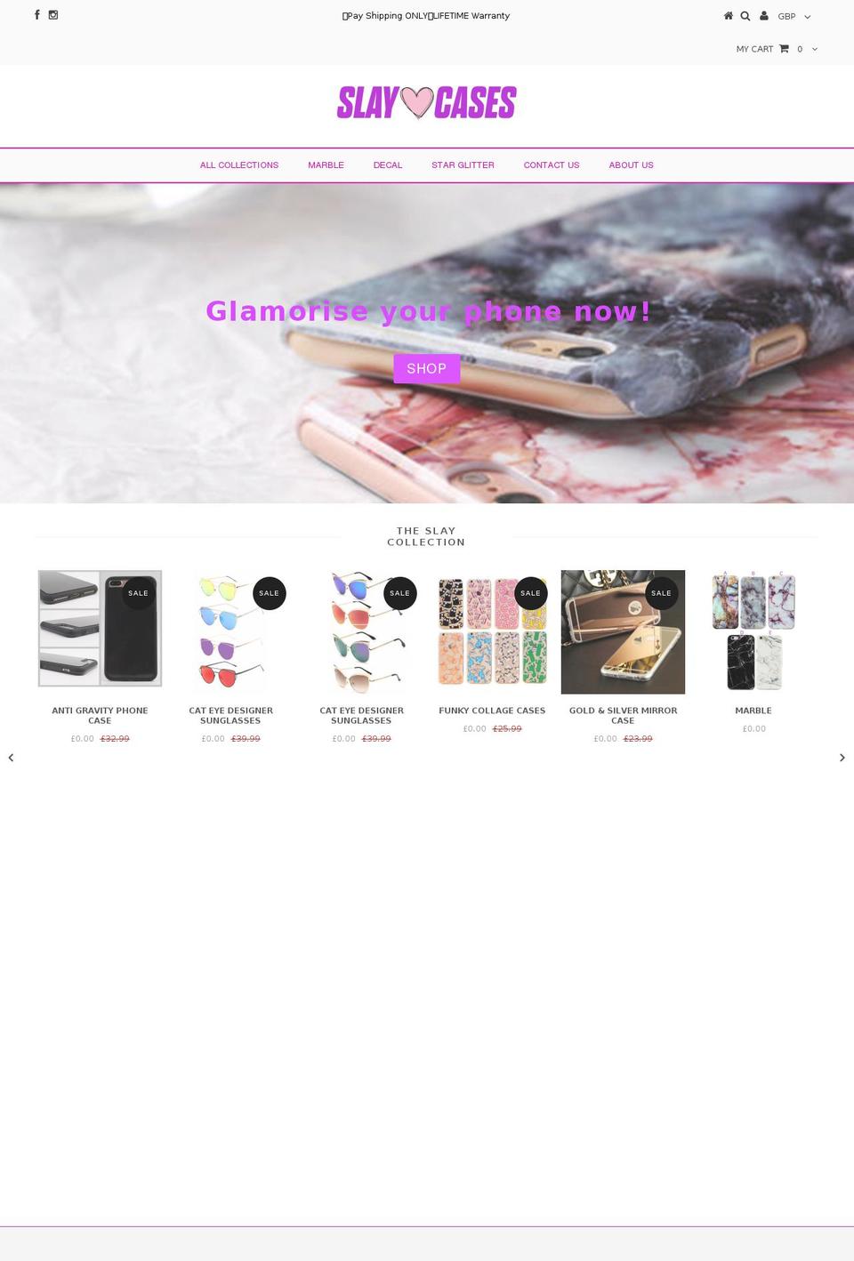 slaycases.com shopify website screenshot