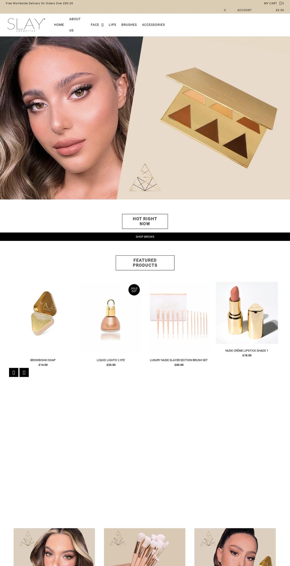 slaycosmetics.co.uk shopify website screenshot