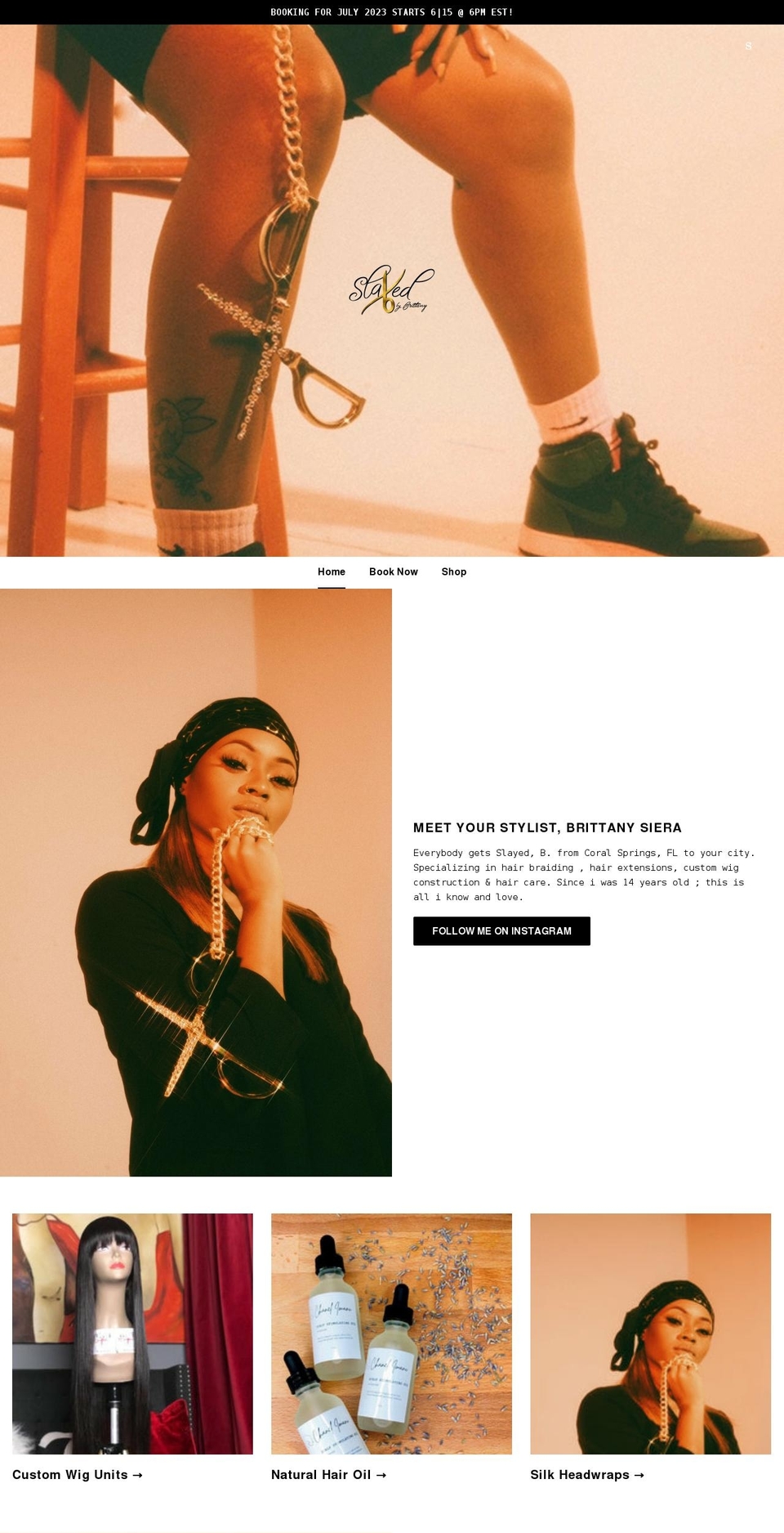 slayedbybrittany.com shopify website screenshot