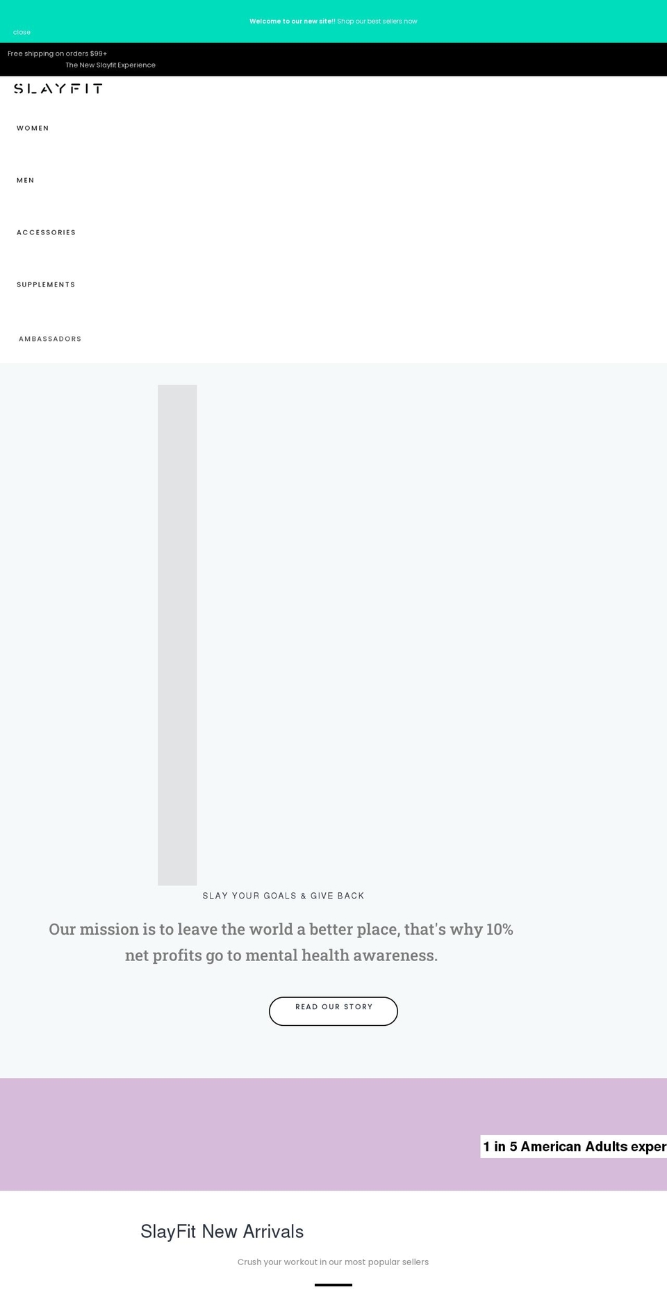 slayfitnessapparel.com shopify website screenshot