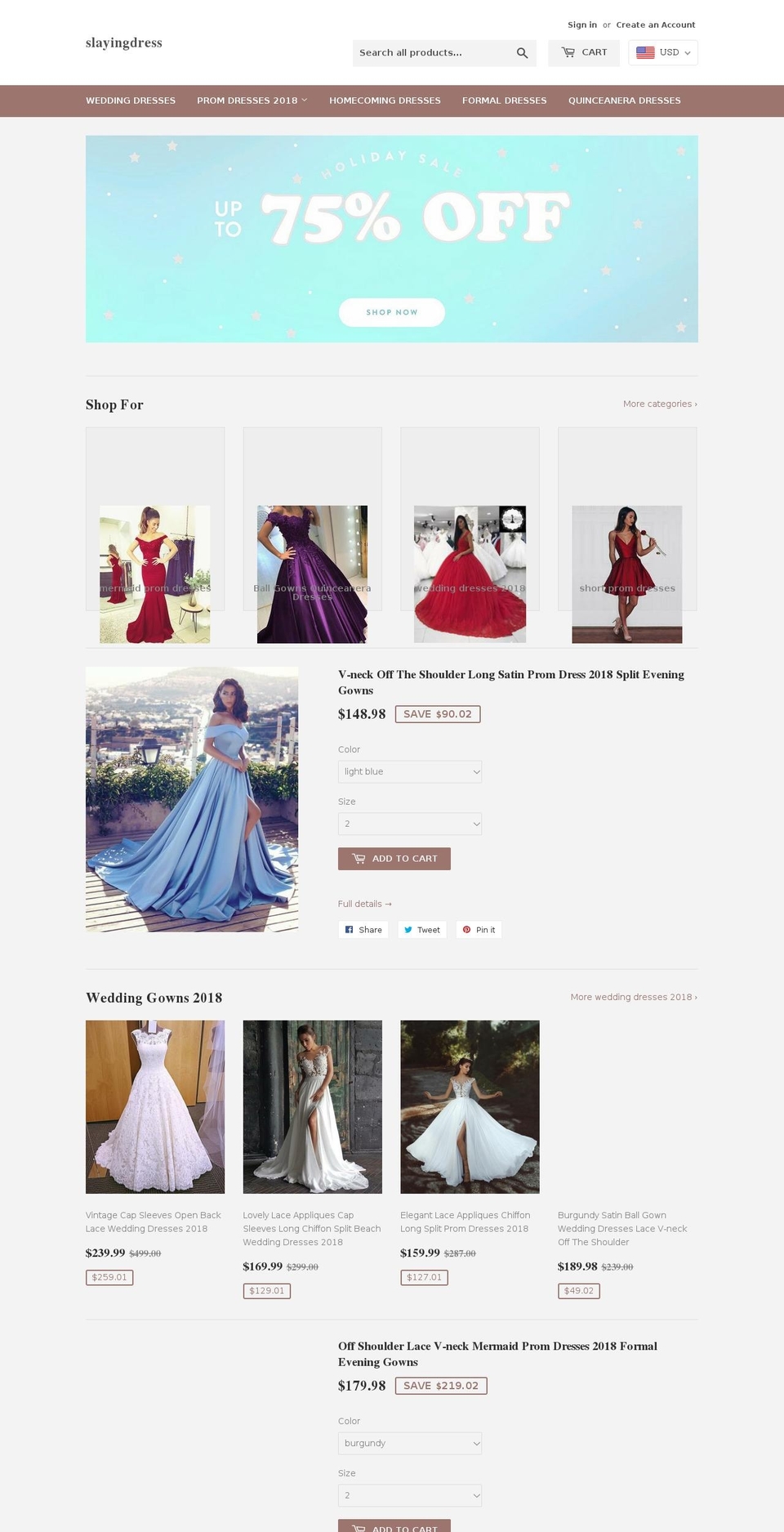 slayingdress.org shopify website screenshot