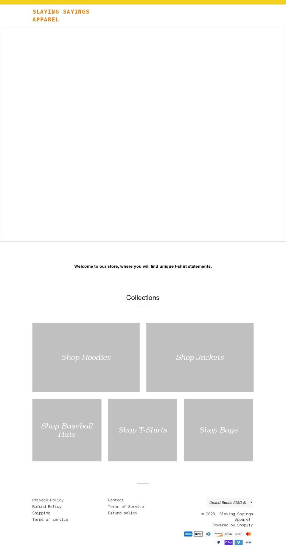 slayingsayings.com shopify website screenshot