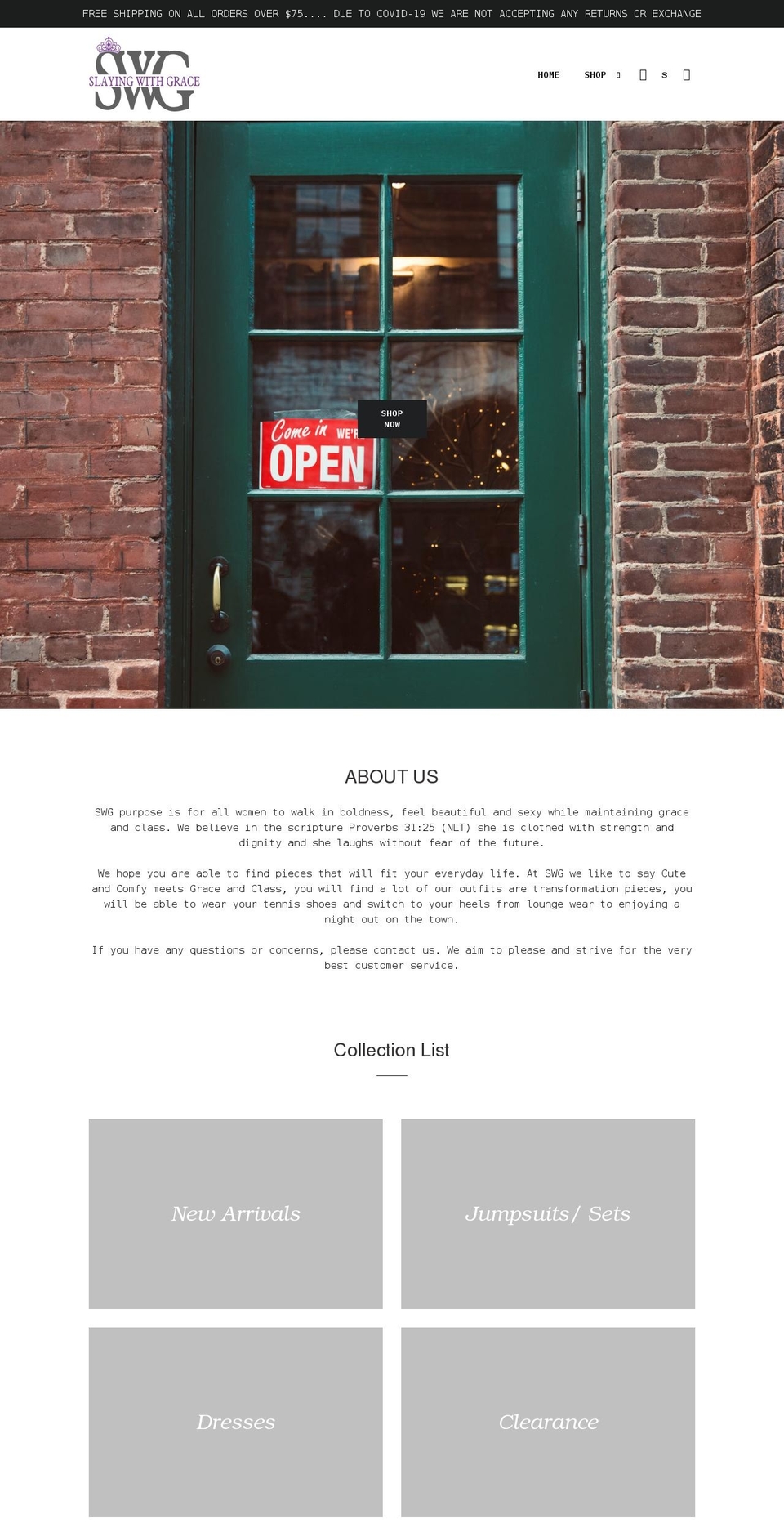 slayingwithgrace.com shopify website screenshot