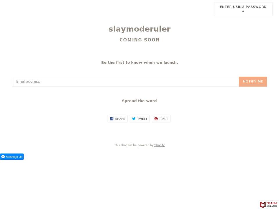 slaymoderuler.com — Shopify storefront screenshot