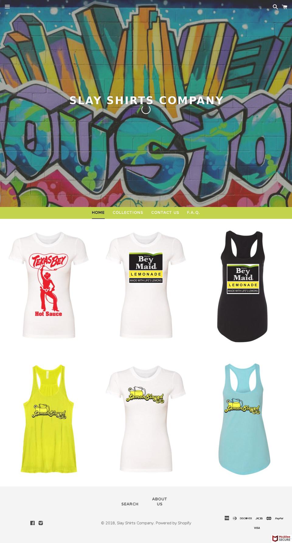 slayshirts.com shopify website screenshot